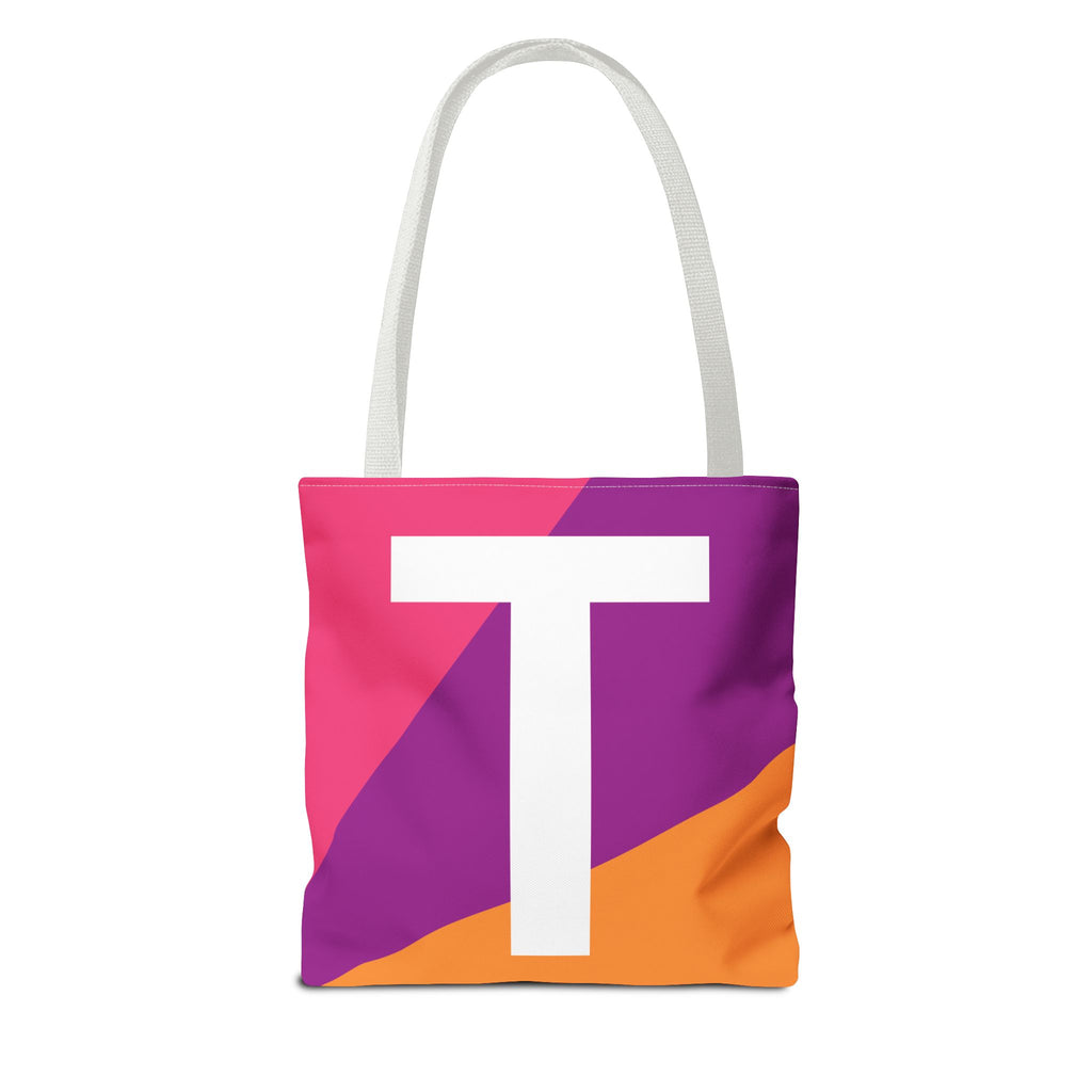 Monogram 'T' Colorblock Tote Bag — Personalized Initial T Shoulder Tote
