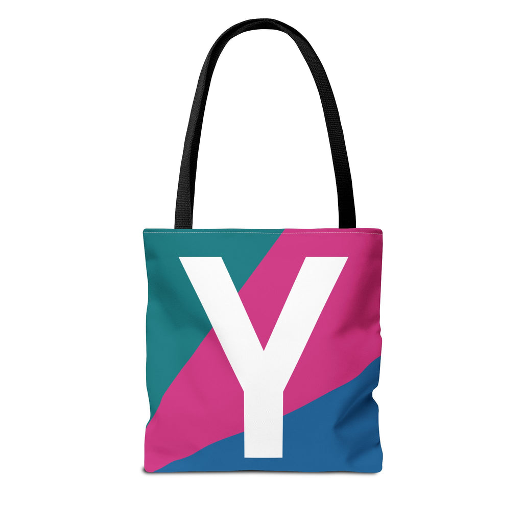 Monogram 'Y' Colorblock Tote Bag — Personalized Initial Y Shoulder Tote