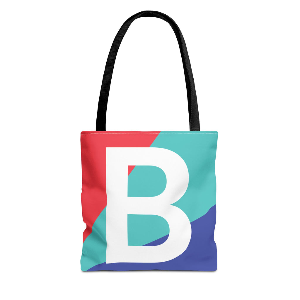Monogram 'B' Colorblock Tote Bag — Personalized Initial B Shoulder Tote