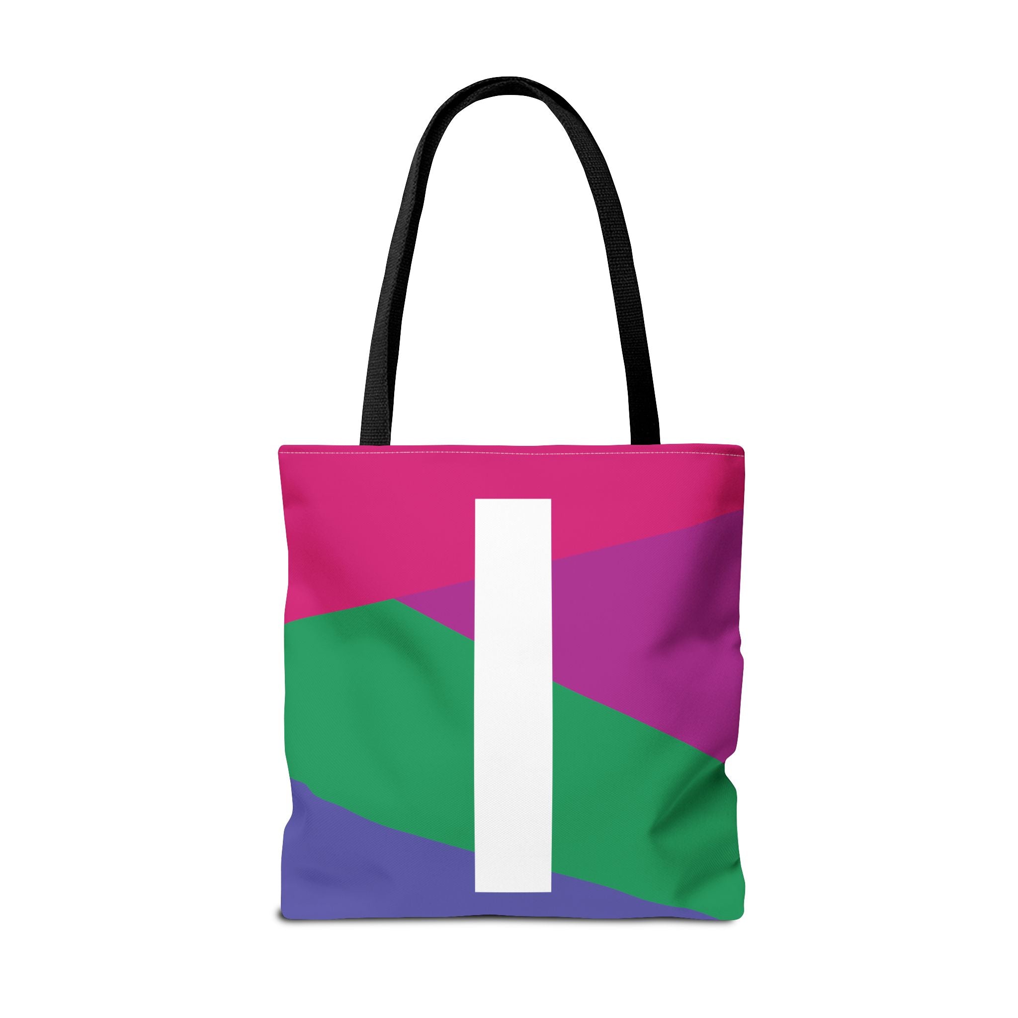Monogram 'I' Colorblock Tote Bag — Personalized Initial I Shoulder Tote