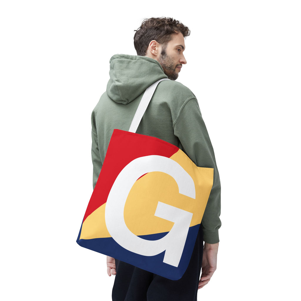 Monogram 'G' Colorblock Tote Bag — Personalized Initial G Shoulder Tote