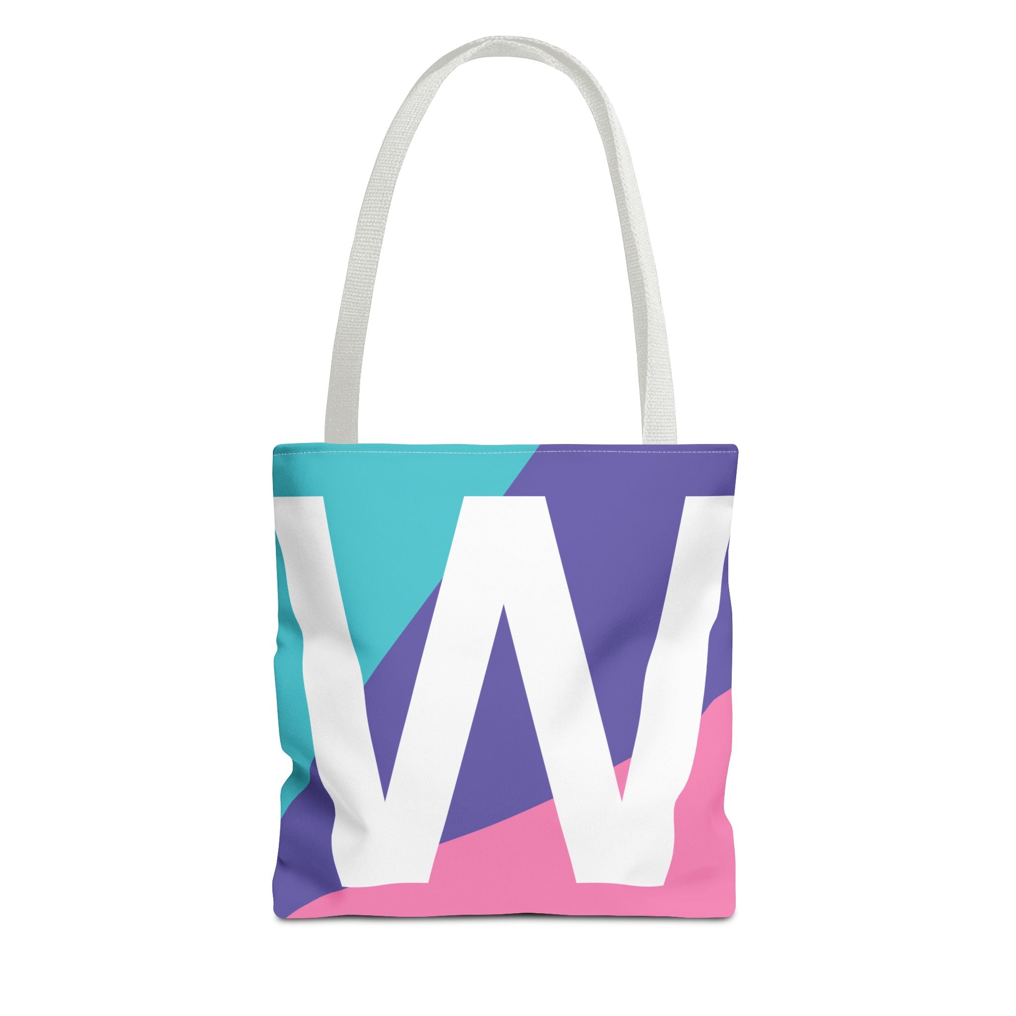 Monogram 'W' Colorblock Tote Bag — Personalized Initial W Shoulder Tote