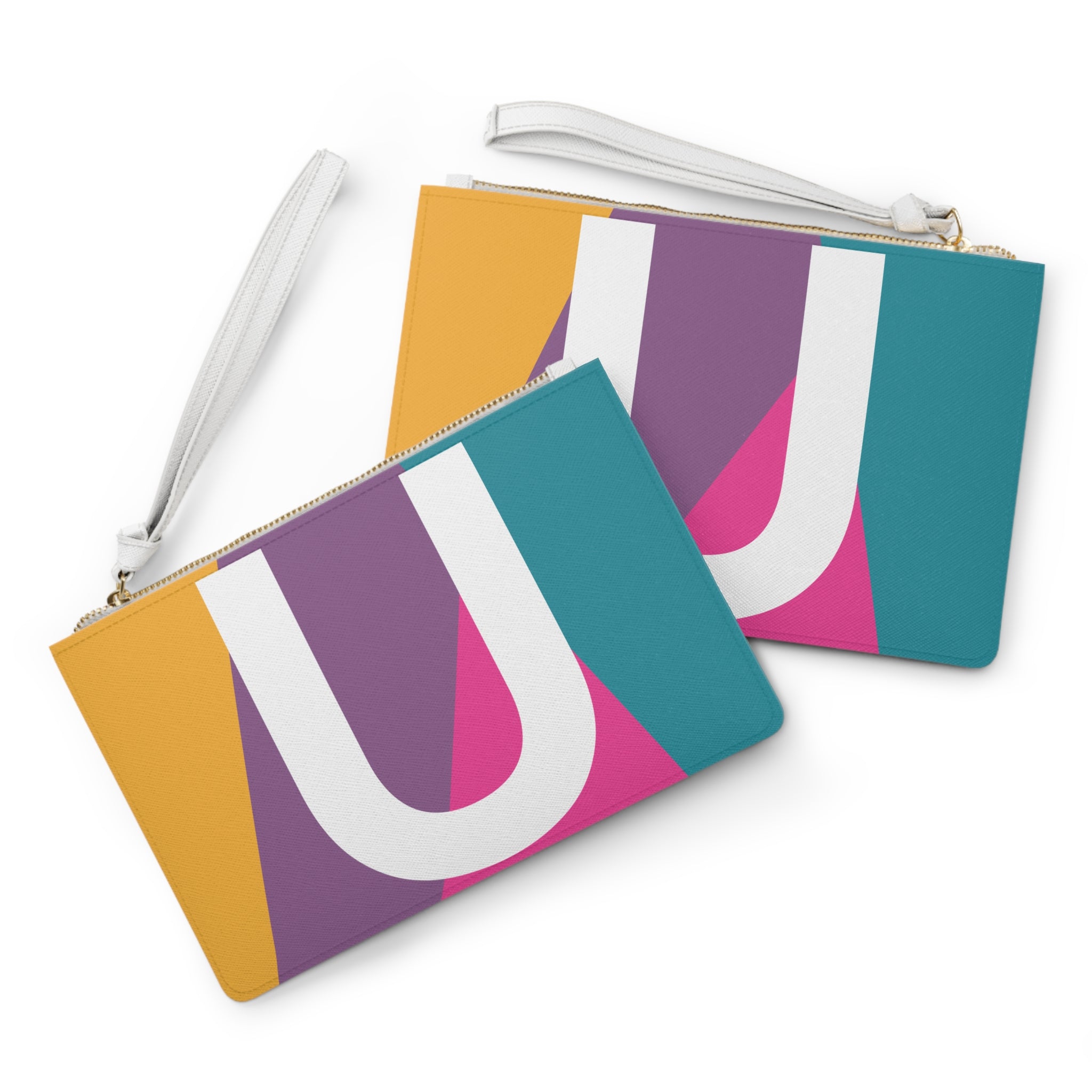 Monogram 'U' Colorblock Clutch Bag — Bold Geometric Wristlet for Everyday & Gifts