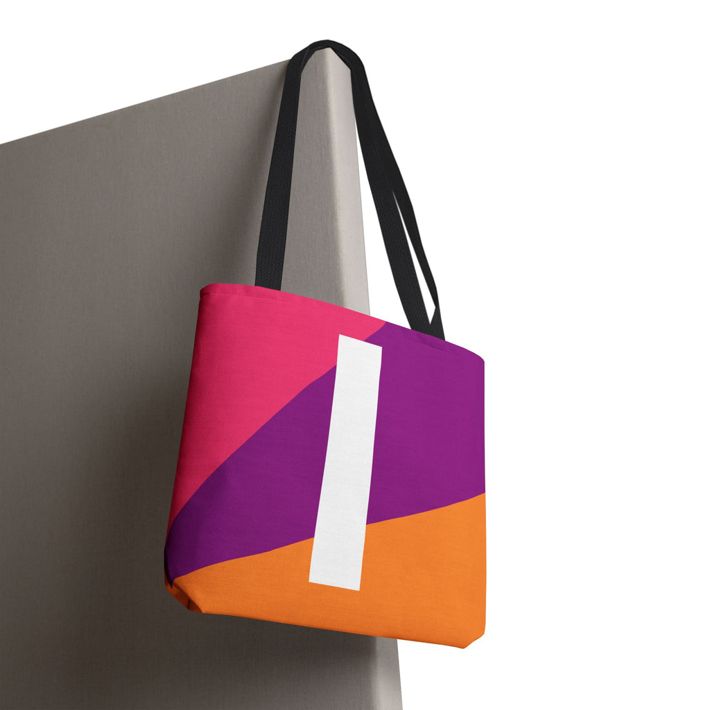 Monogram 'I' Colorblock Tote Bag — Personalized Initial I Shoulder Tote