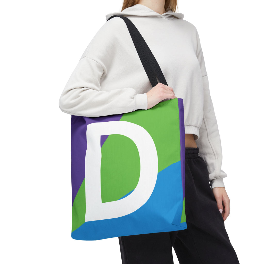 Monogram 'D' Colorblock Tote Bag — Personalized Initial D Shoulder Tote