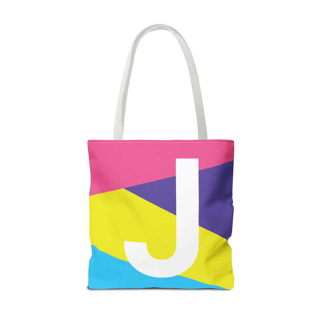 Monogram 'J' Colorblock Tote Bag — Personalized Initial J Shoulder Tote