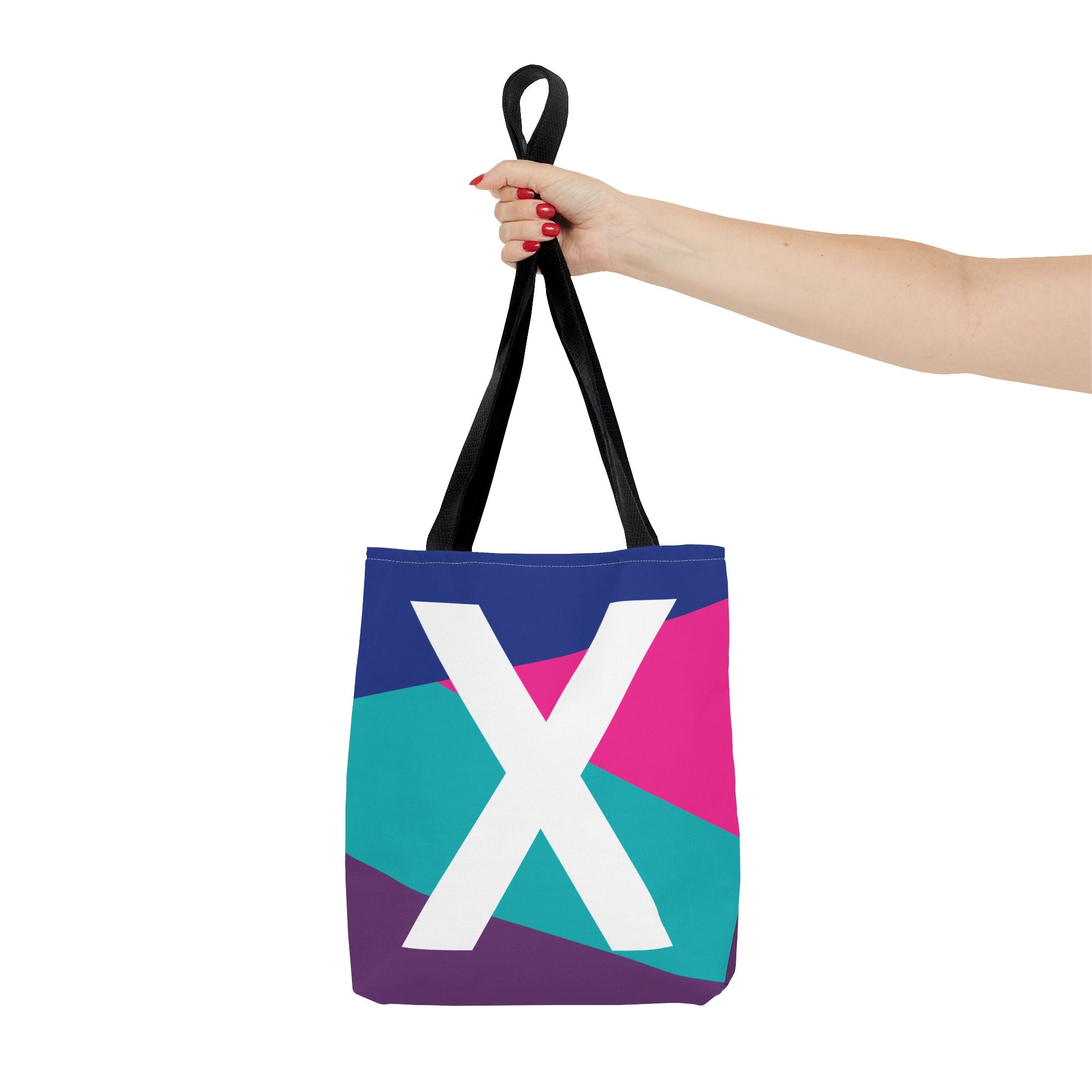 Monogram 'X' Colorblock Tote Bag — Personalized Initial X Shoulder Tote