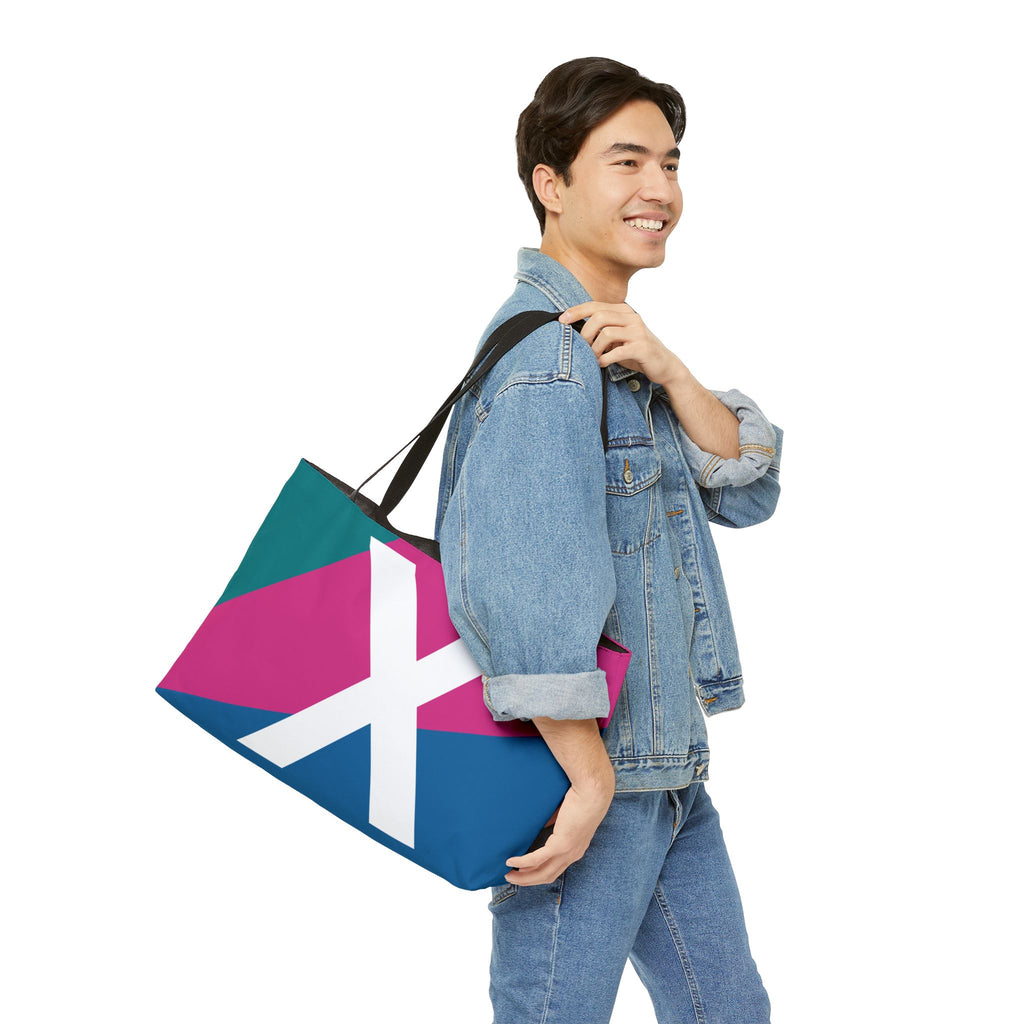 Personalized 'X' Colorblock Tote Bag — Monogram Weekender Tote
