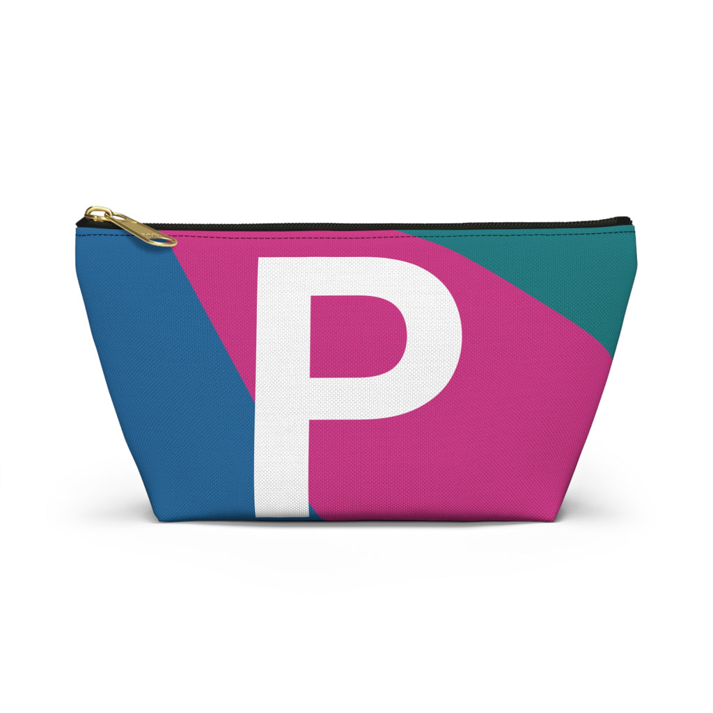 Initials Colorblock Accessory Pouch — Monogram P T-Bottom Cosmetic Bag