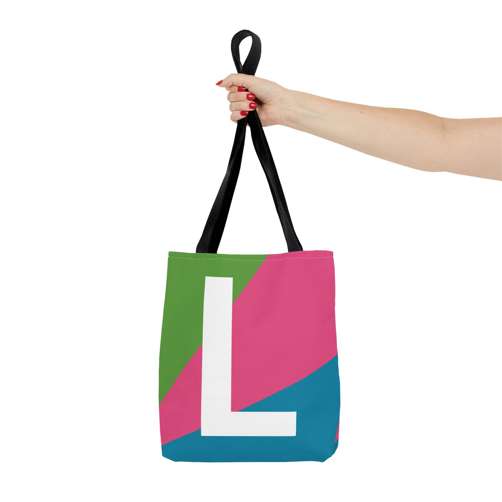 Monogram 'L' Colorblock Tote Bag — Personalized Initial L Shoulder Tote