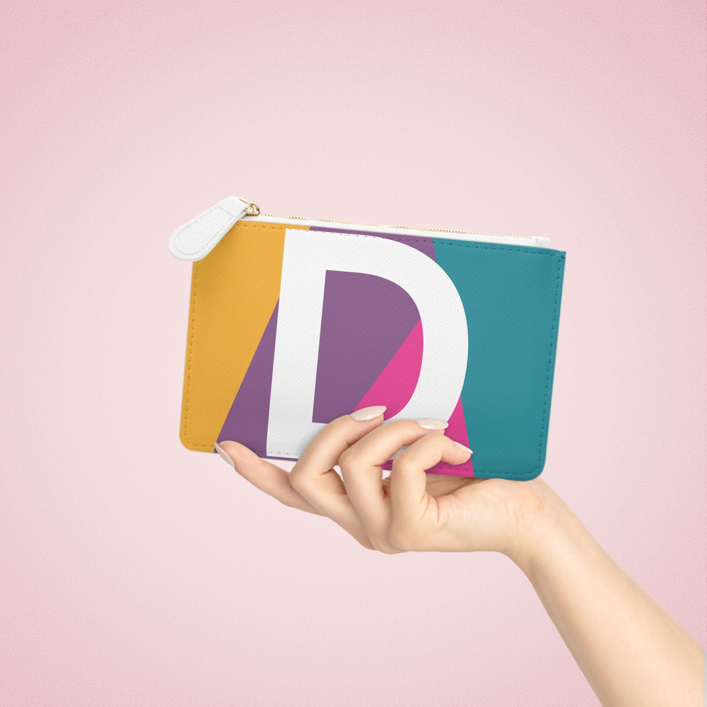 Initial D Mini Clutch — Colorblock Monogram Wristlet Wallet