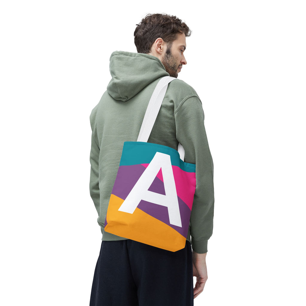 Monogram 'A' Colorblock Tote Bag — Personalized Initial A Shoulder Tote