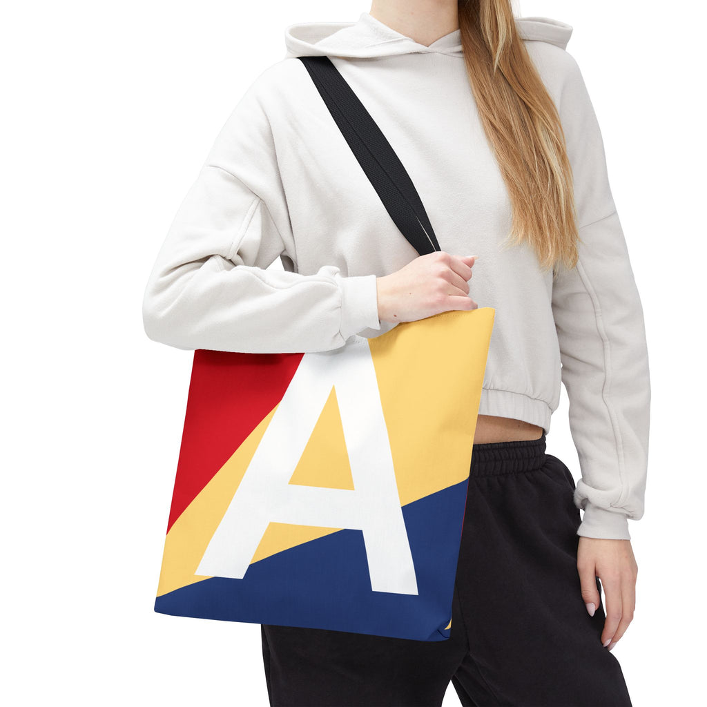 Monogram 'A' Colorblock Tote Bag — Personalized Initial A Shoulder Tote