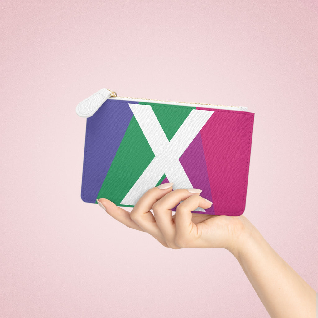 Initial X Mini Clutch — Colorblock Monogram Wristlet Wallet