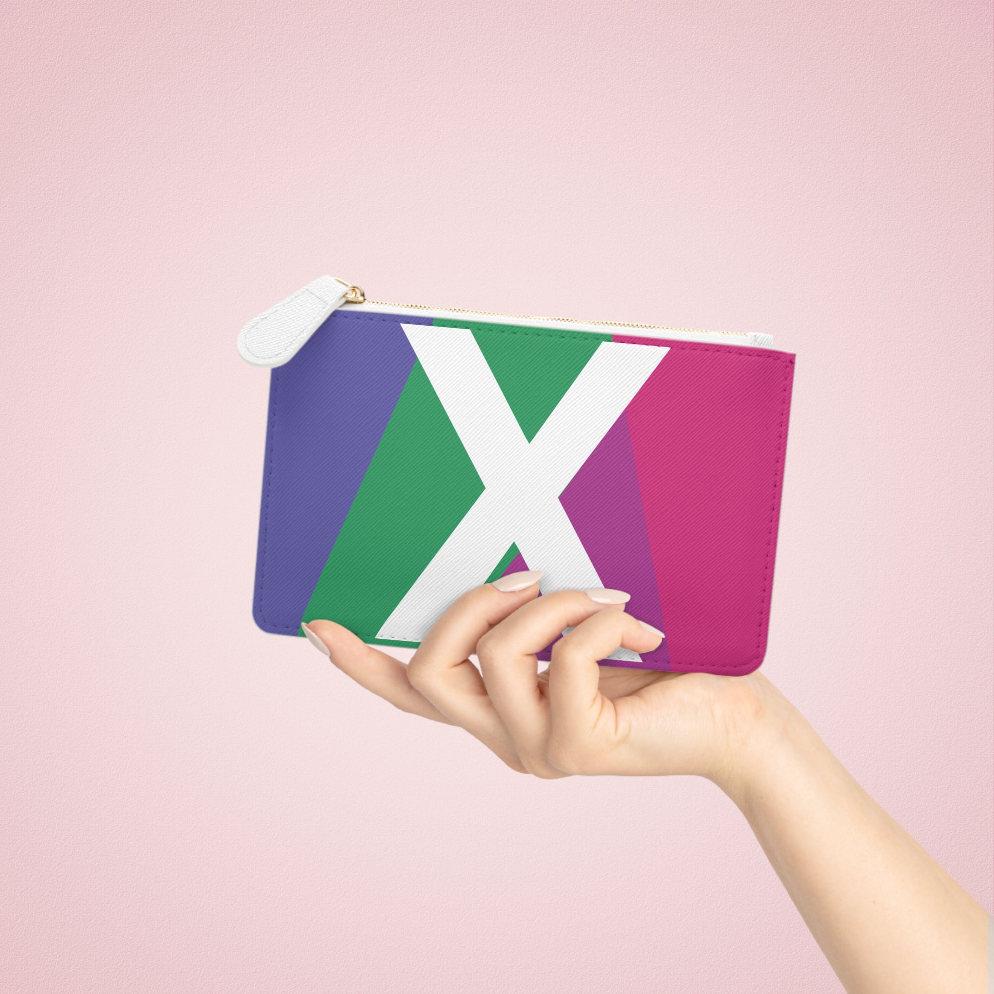 Initial X Mini Clutch — Colorblock Monogram Wristlet Wallet