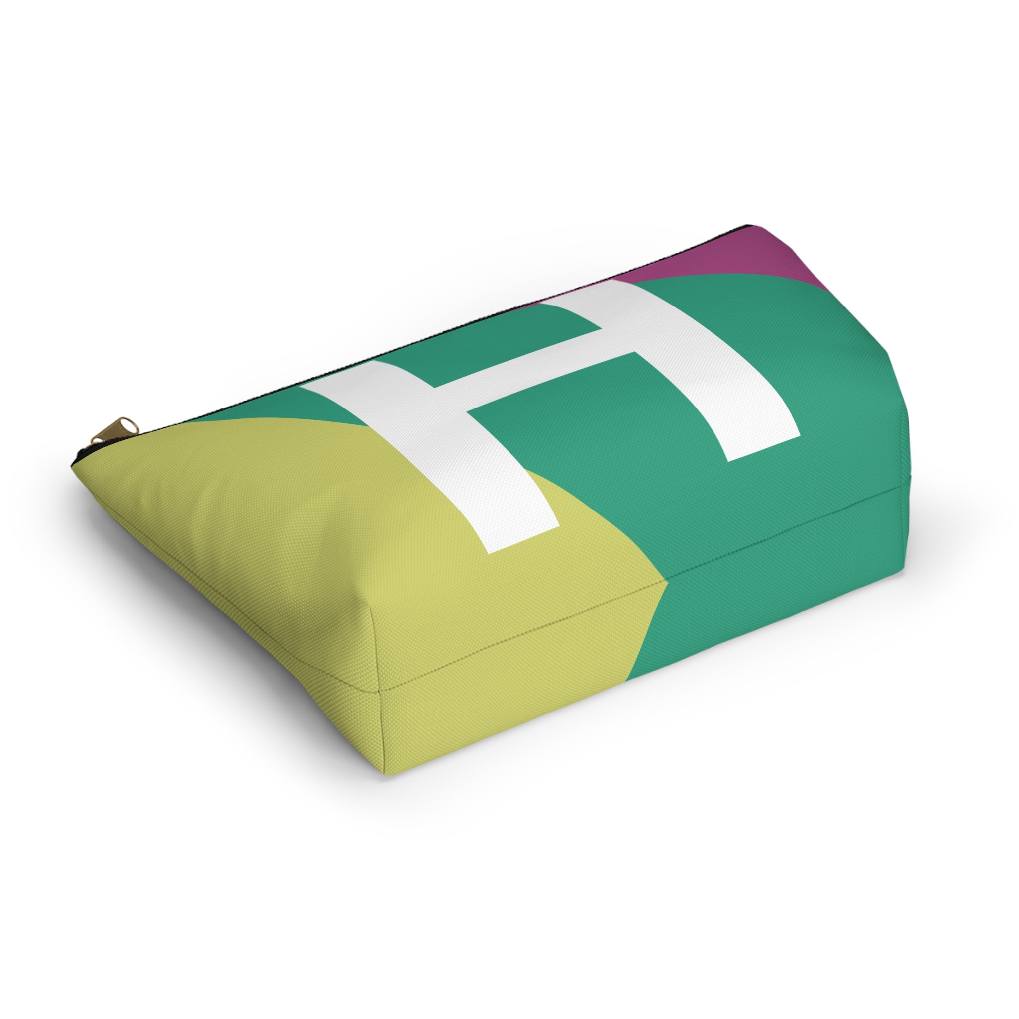 Initials Colorblock Accessory Pouch — Monogram H T-Bottom Cosmetic Bag