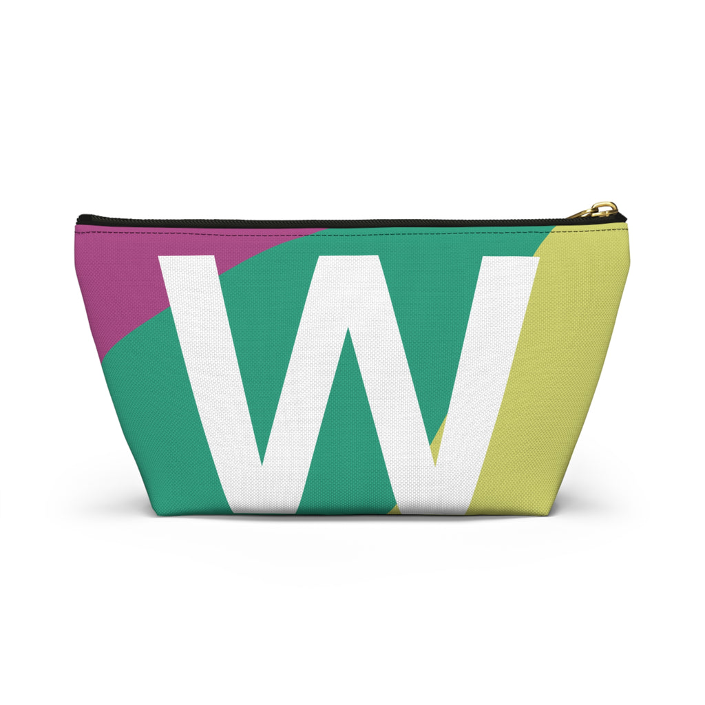 Initials Colorblock Accessory Pouch — Monogram W T-Bottom Cosmetic Bag