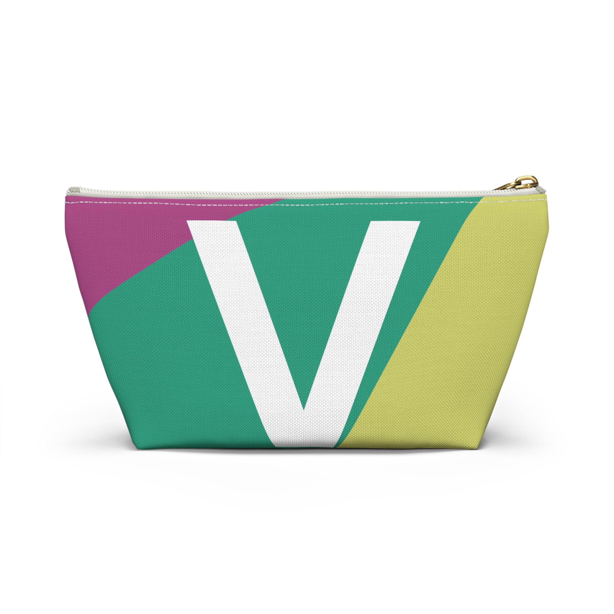 Initials Colorblock Accessory Pouch — Monogram V T-Bottom Cosmetic Bag