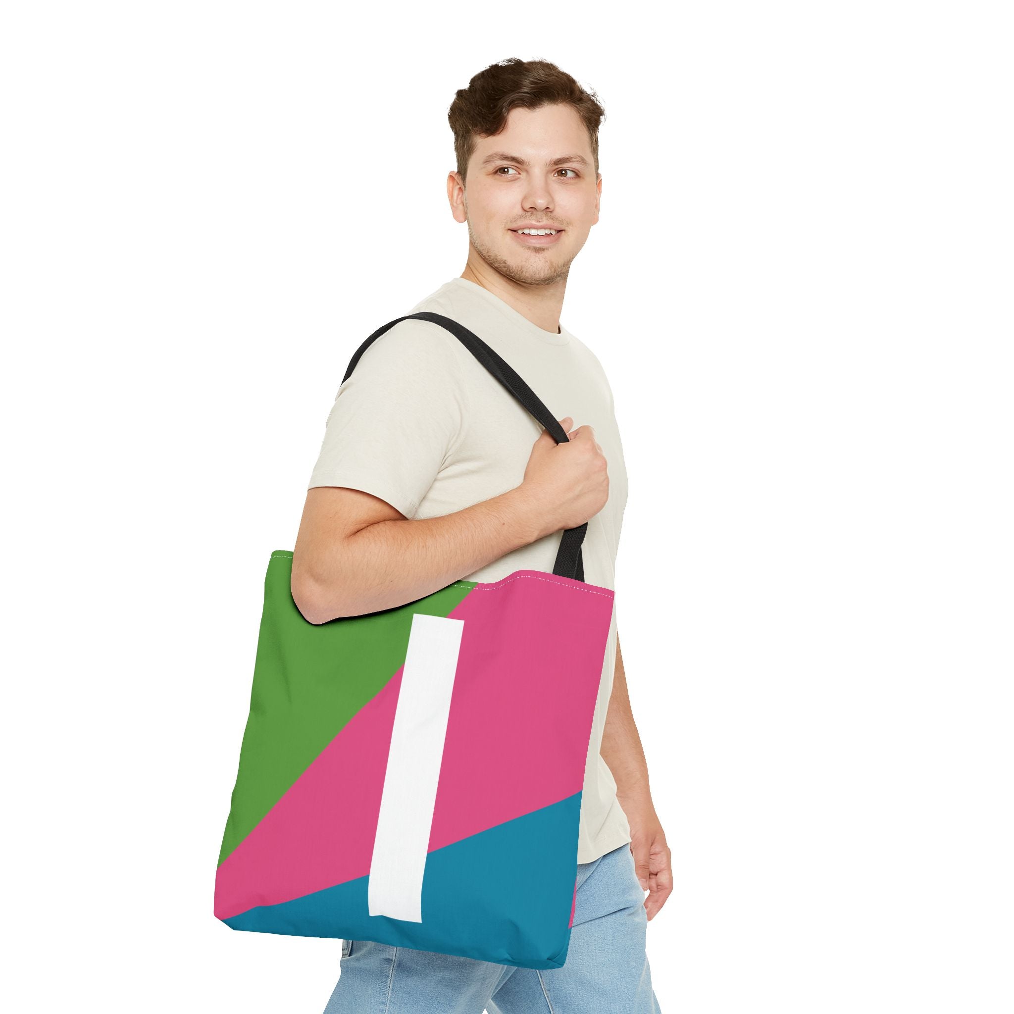 Monogram 'I' Colorblock Tote Bag — Personalized Initial I Shoulder Tote