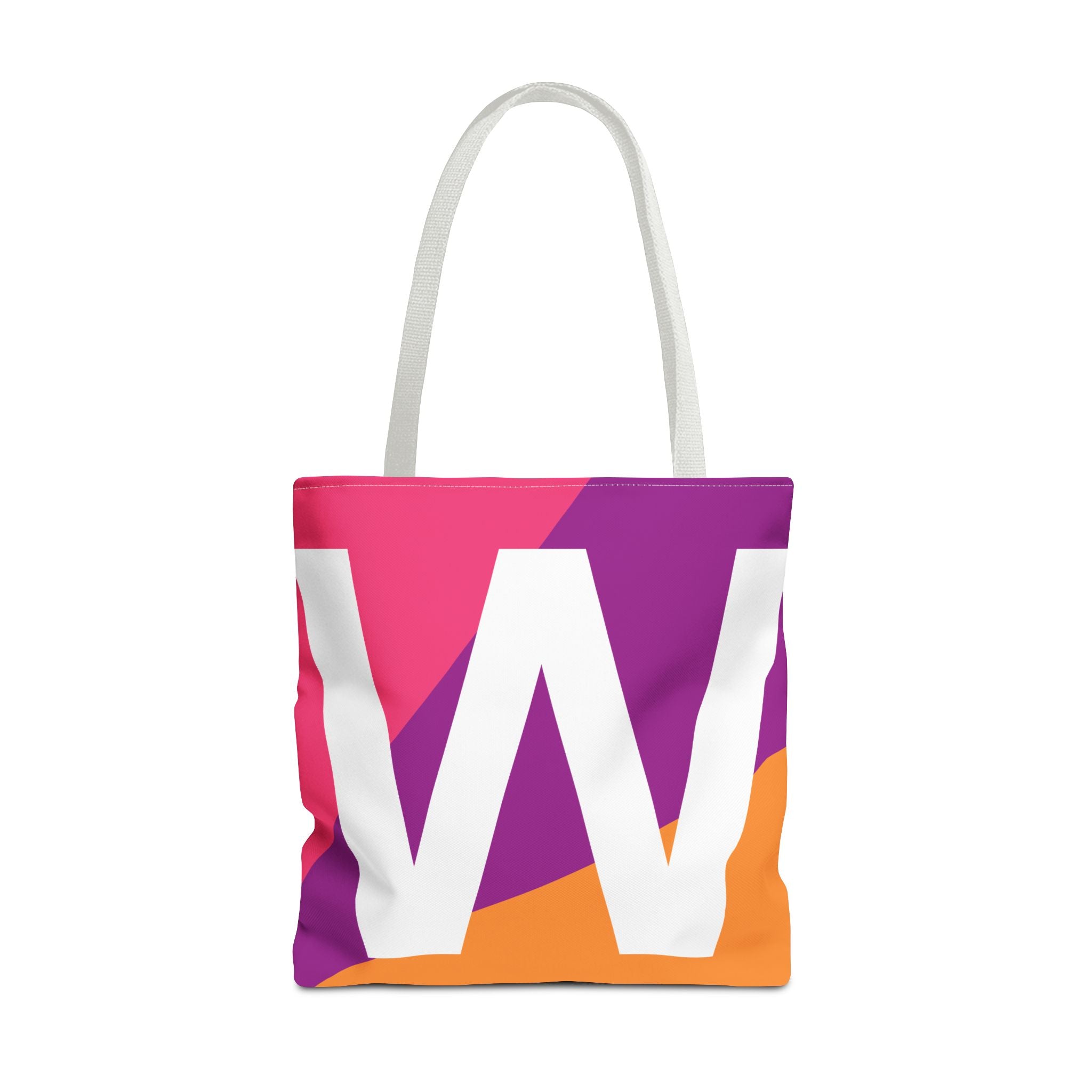 Monogram 'W' Colorblock Tote Bag — Personalized Initial W Shoulder Tote