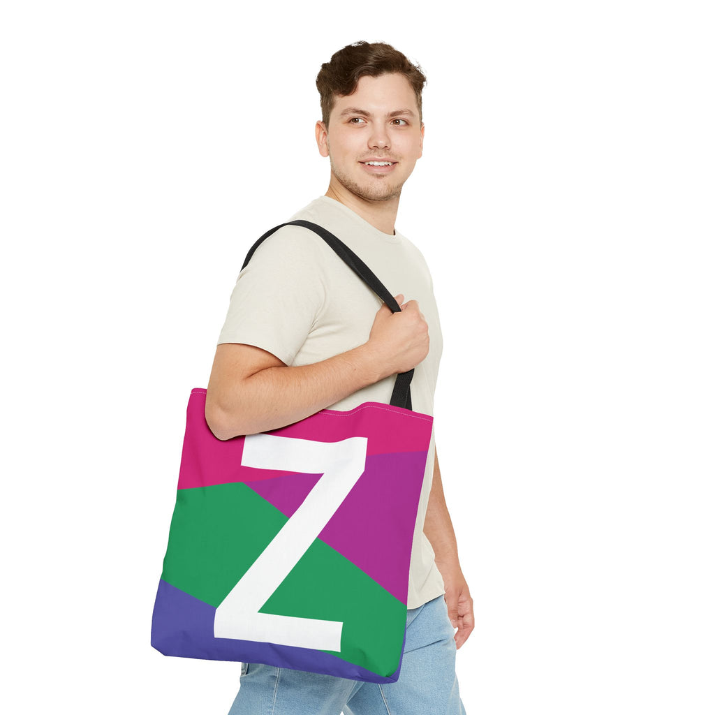 Monogram 'Z' Colorblock Tote Bag — Personalized Initial Z Shoulder Tote