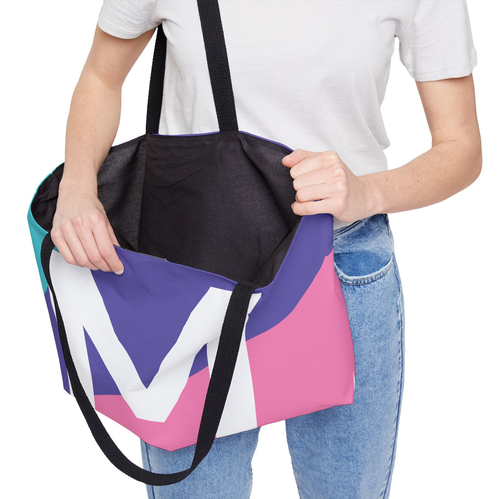 Personalized 'M' Colorblock Tote Bag — Monogram Weekender Tote