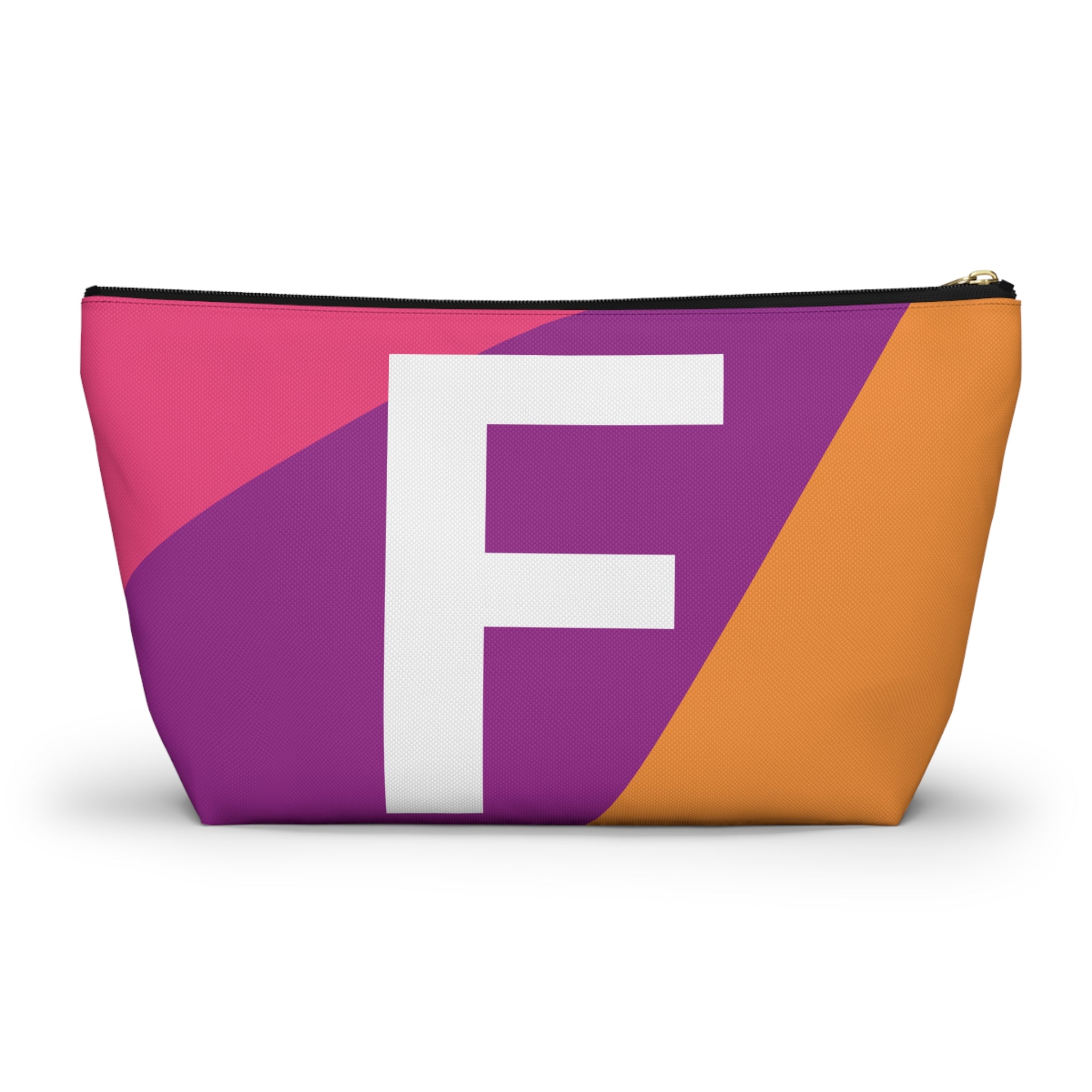 Initials Colorblock Accessory Pouch — Monogram F T-Bottom Cosmetic Bag