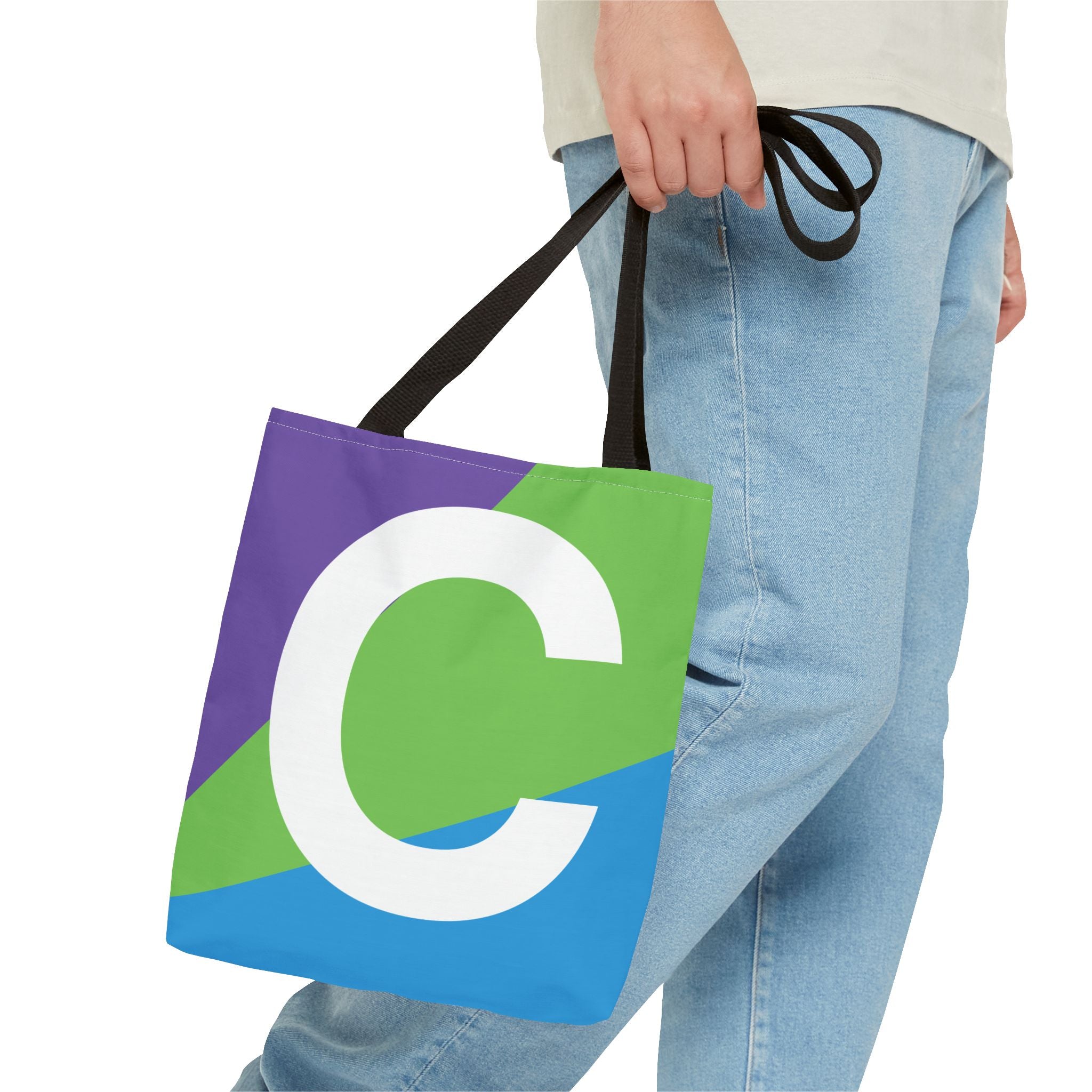 Monogram 'C' Colorblock Tote Bag — Personalized Initial C Shoulder Tote