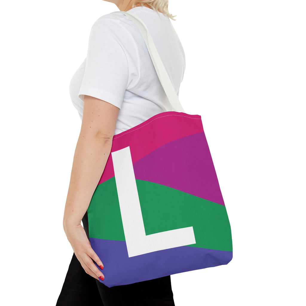 Monogram 'L' Colorblock Tote Bag — Personalized Initial L Shoulder Tote