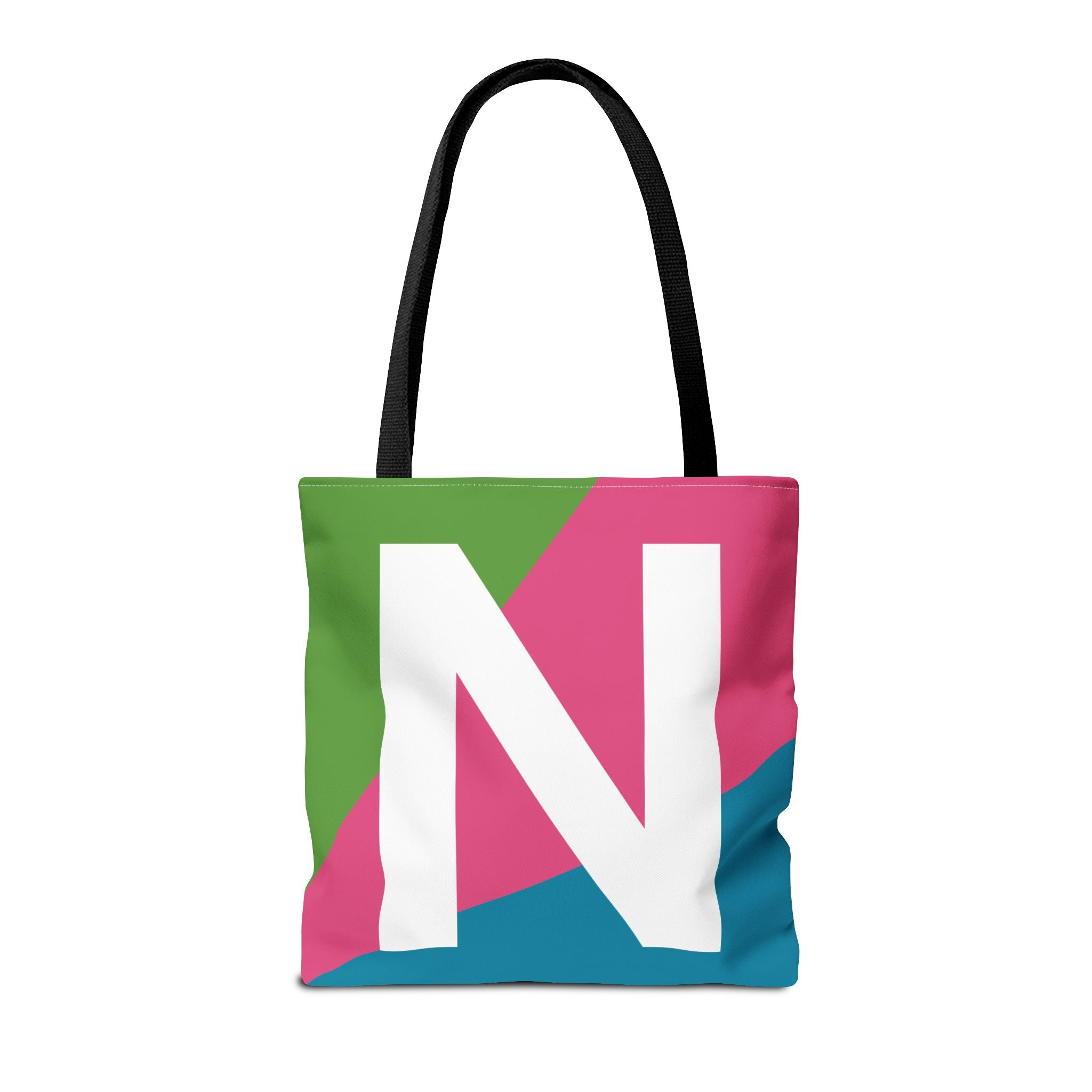 Monogram 'N' Colorblock Tote Bag — Personalized Initial N Shoulder Tote