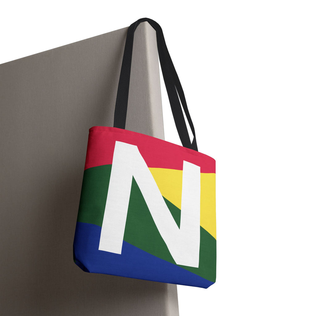 Monogram 'N' Colorblock Tote Bag — Personalized Initial N Shoulder Tote