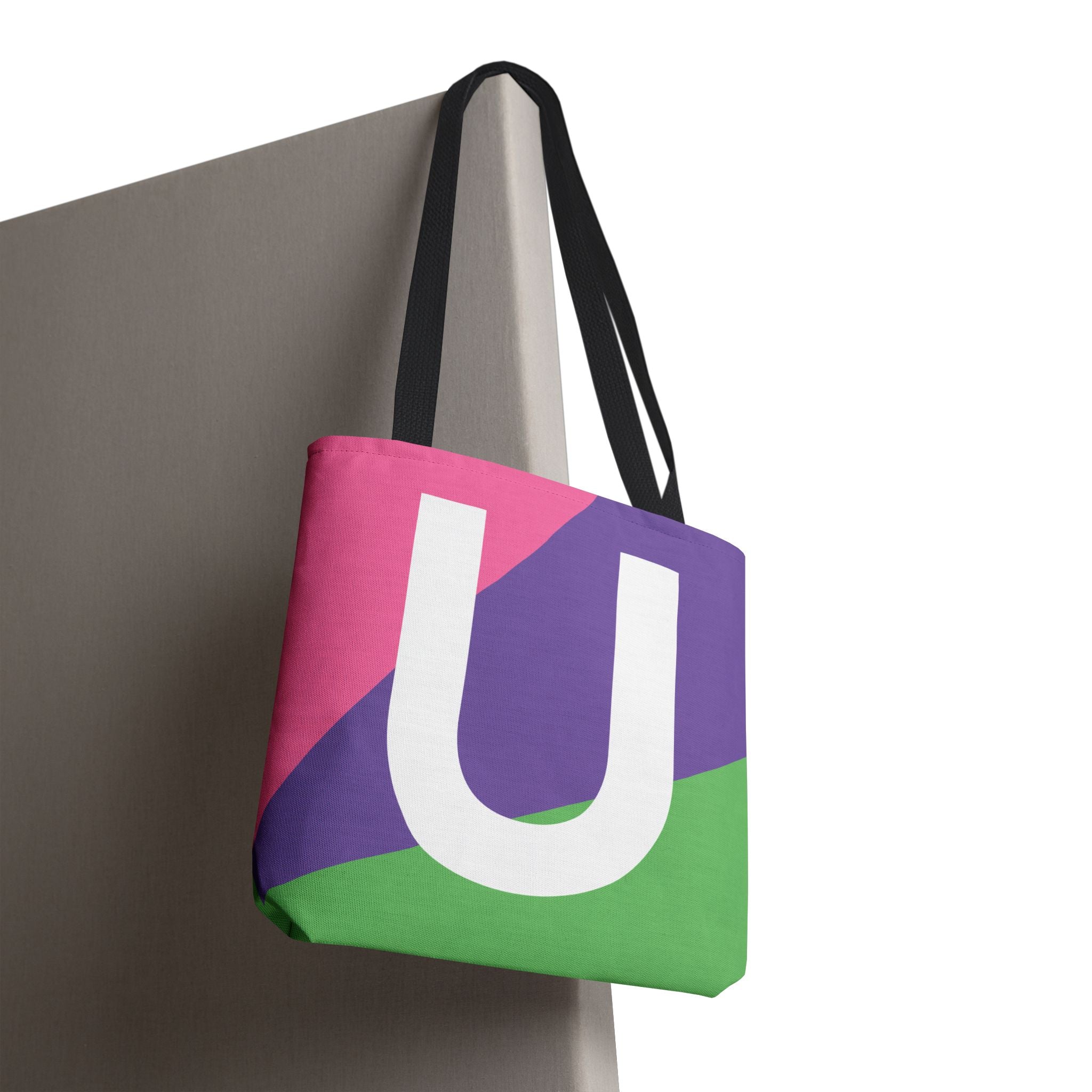 Monogram 'U' Colorblock Tote Bag — Personalized Initial U Shoulder Tote
