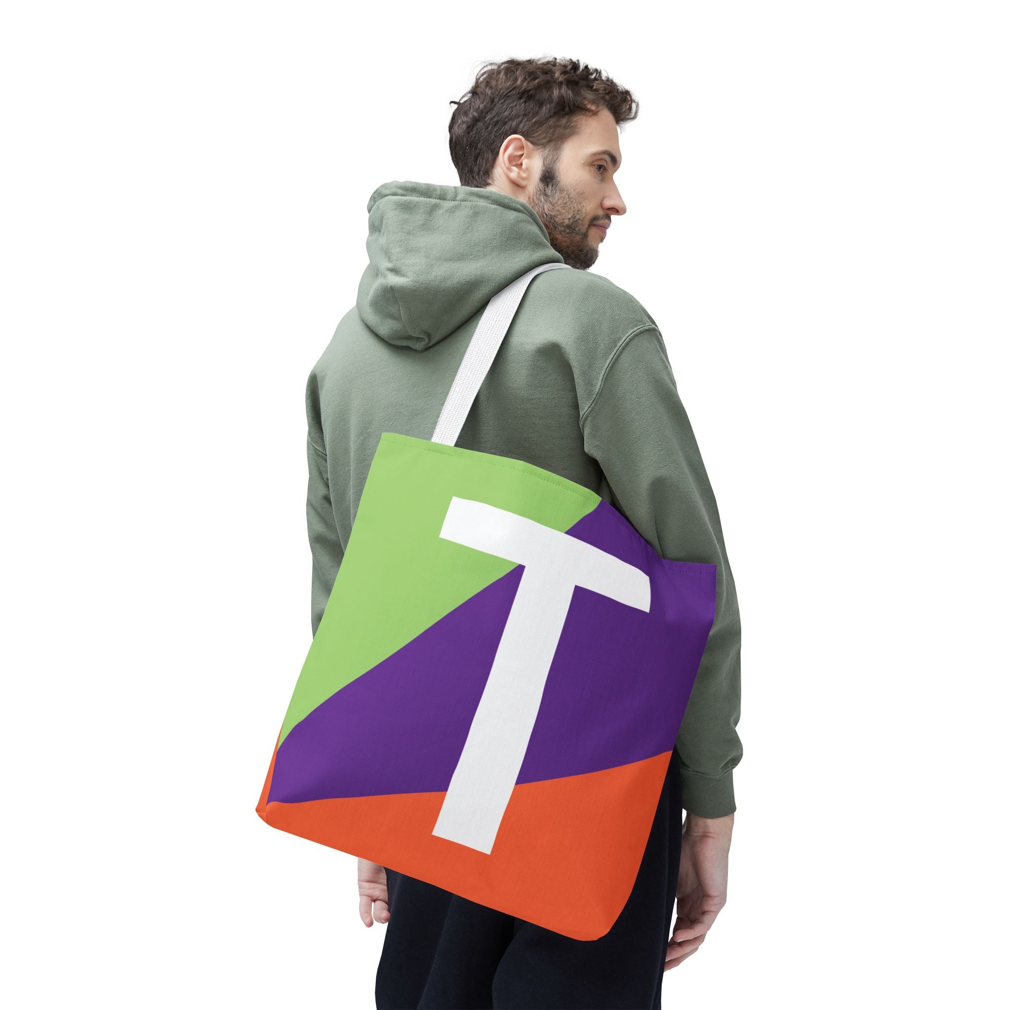 Monogram 'T' Colorblock Tote Bag — Personalized Initial T Shoulder Tote