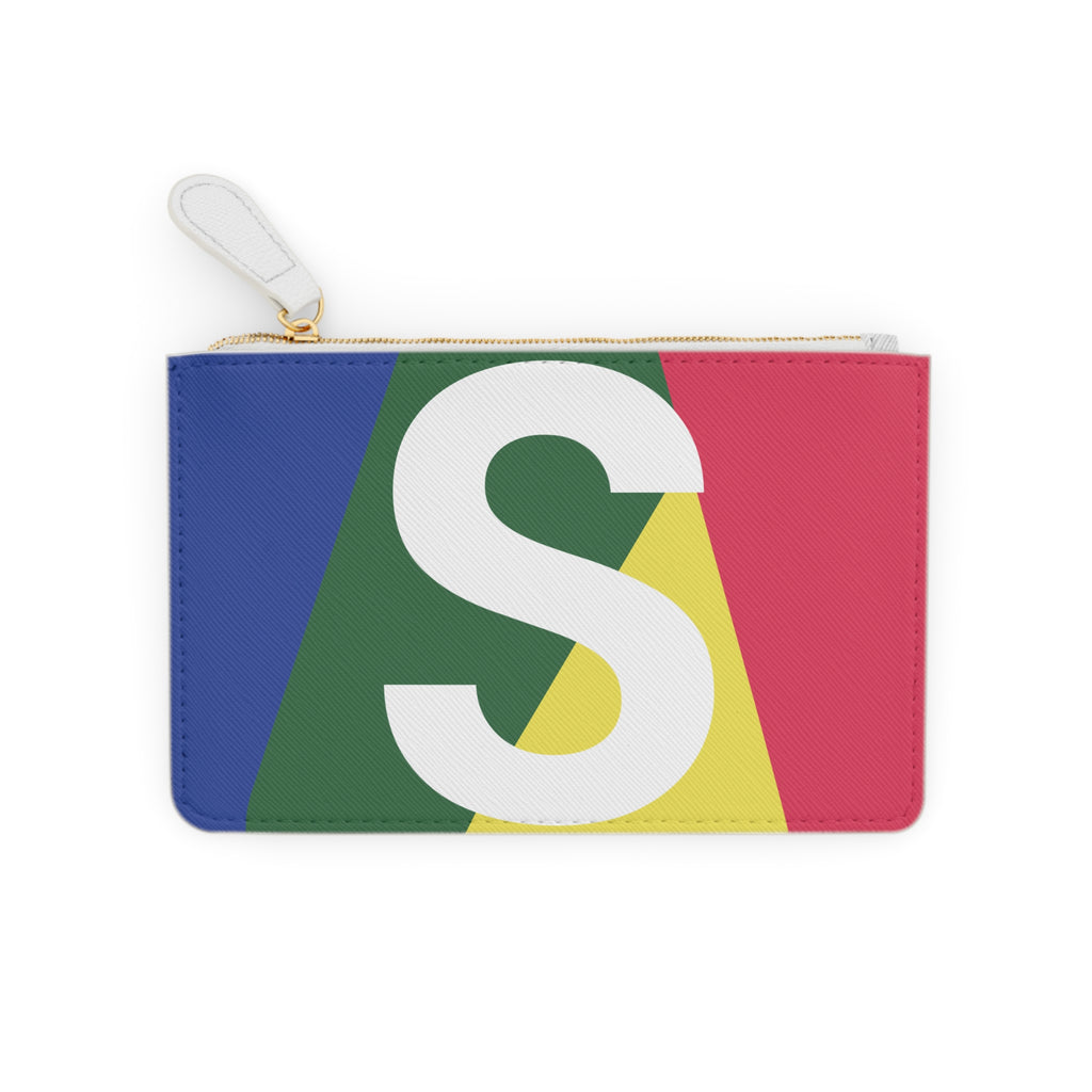 Initial S Mini Clutch — Colorblock Monogram Wristlet Wallet
