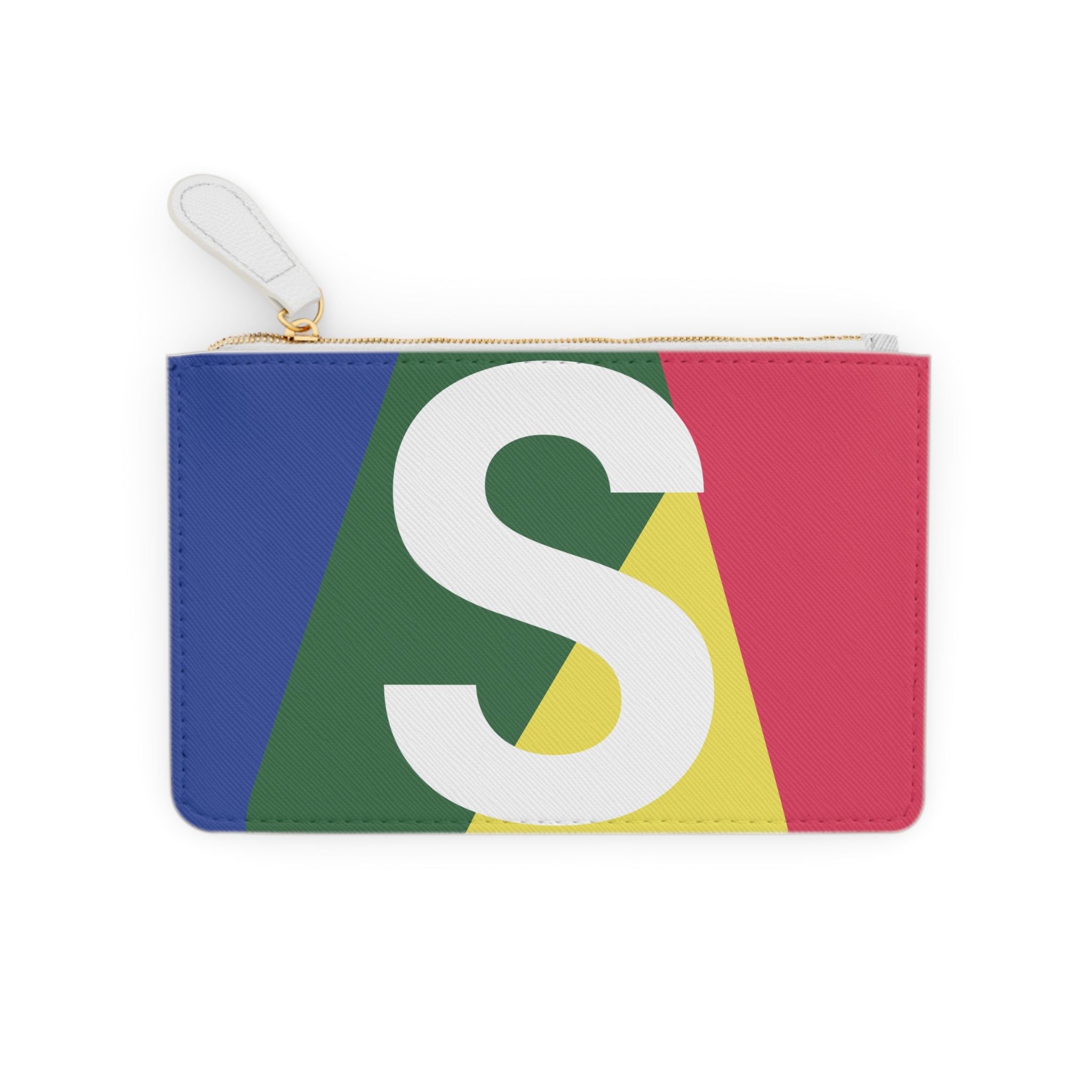 Initial S Mini Clutch — Colorblock Monogram Wristlet Wallet
