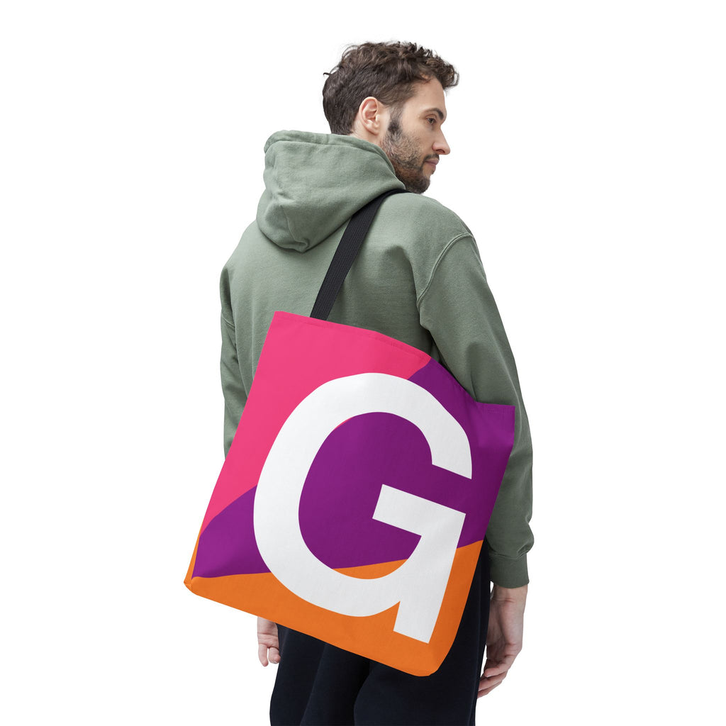 Monogram 'G' Colorblock Tote Bag — Personalized Initial G Shoulder Tote