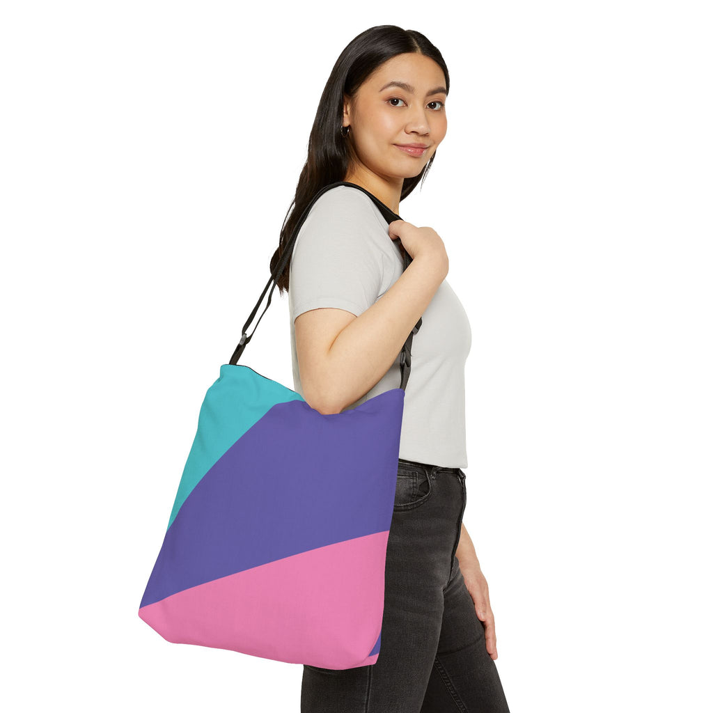 Colorblock Geometric Tote Bag — Adjustable Strap, Bright Abstract Pattern