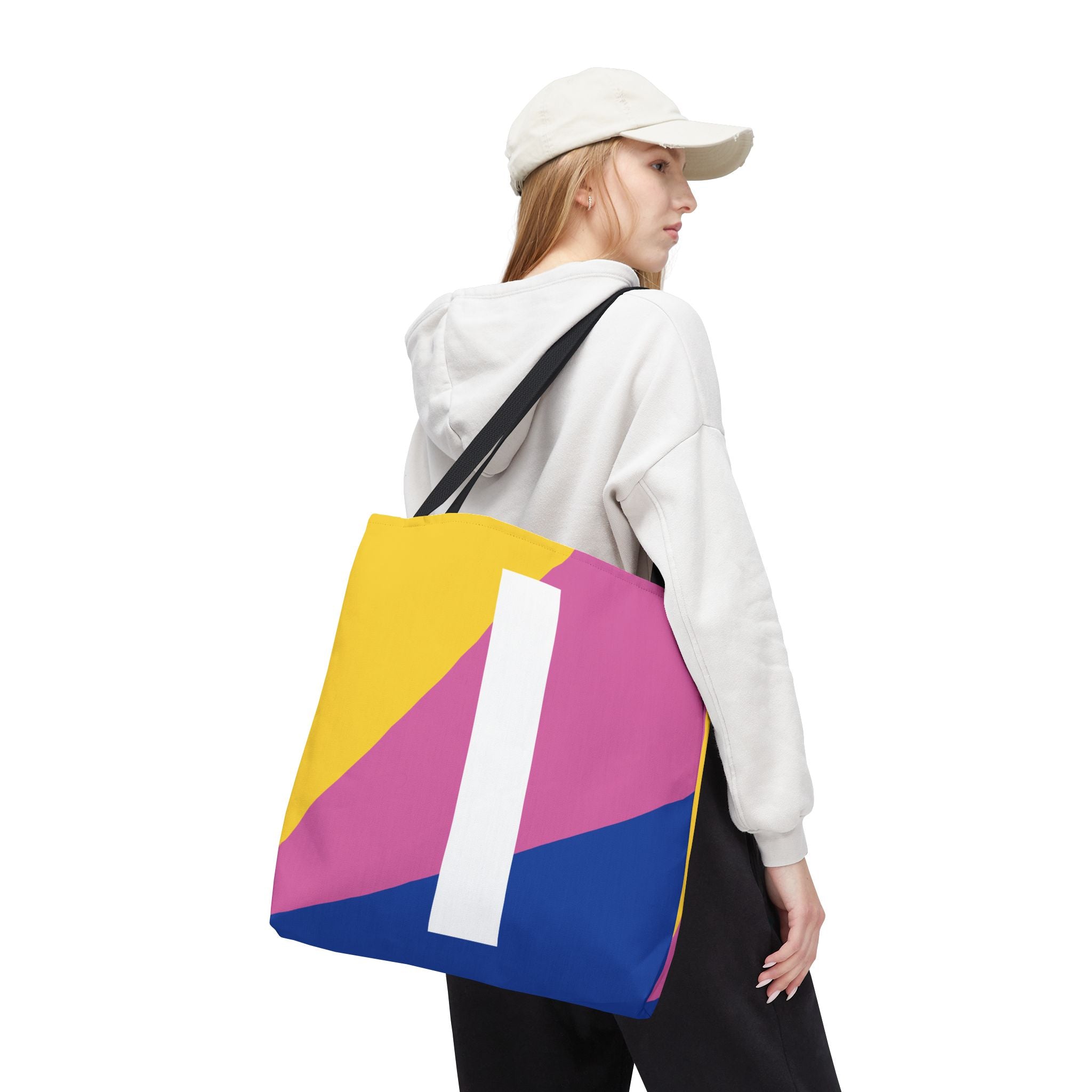 Monogram 'I' Colorblock Tote Bag — Personalized Initial I Shoulder Tote