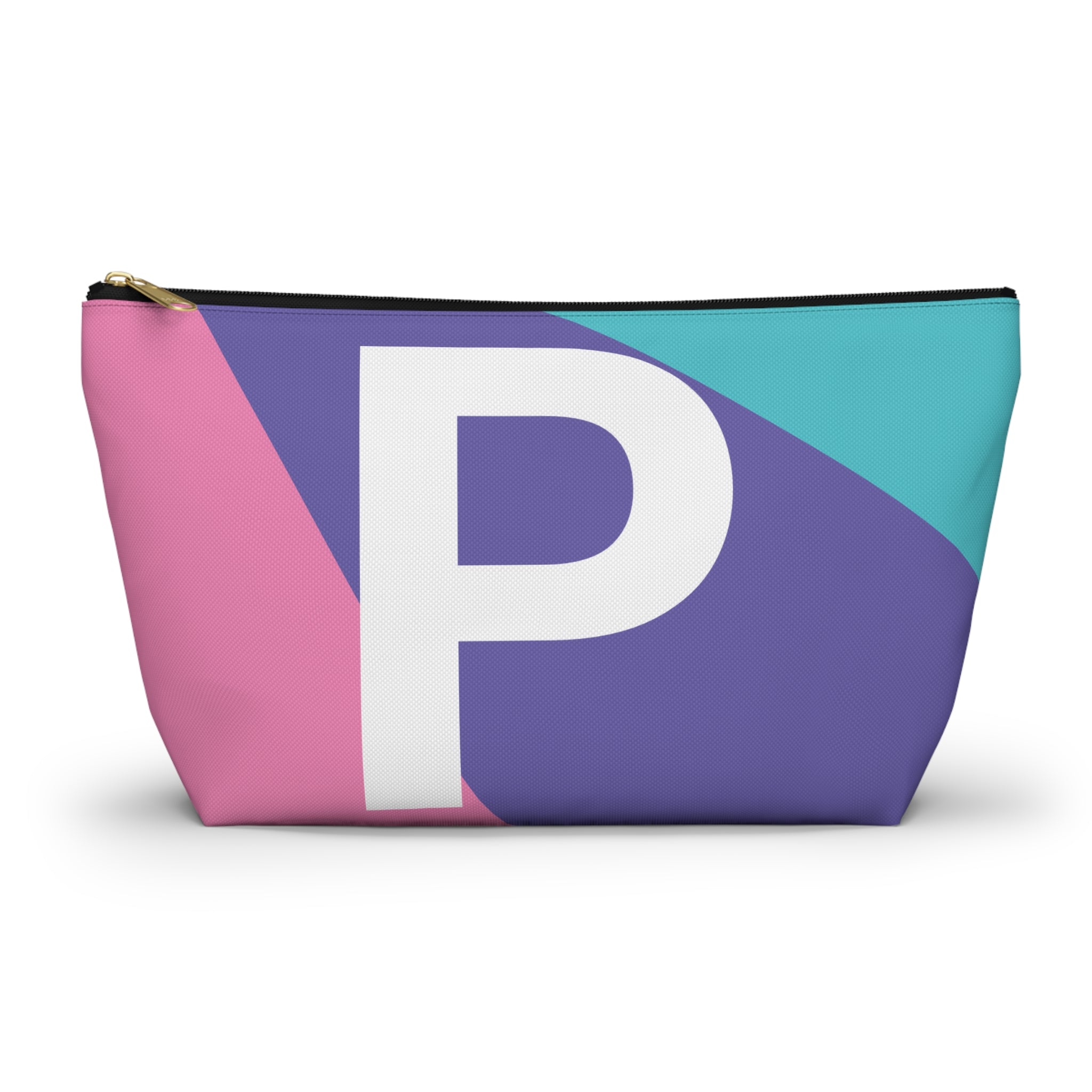 Initials Colorblock Accessory Pouch — Monogram P T-Bottom Cosmetic Bag