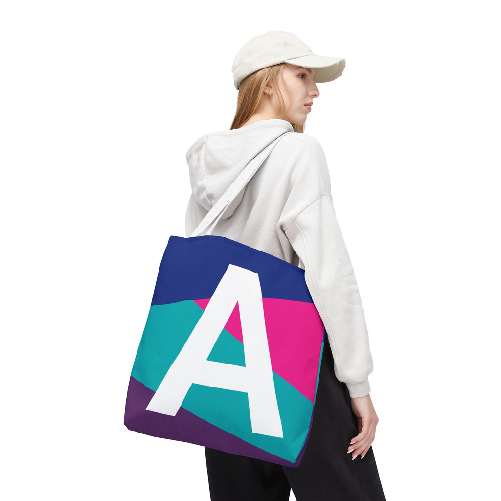 Monogram 'A' Colorblock Tote Bag — Personalized Initial A Shoulder Tote