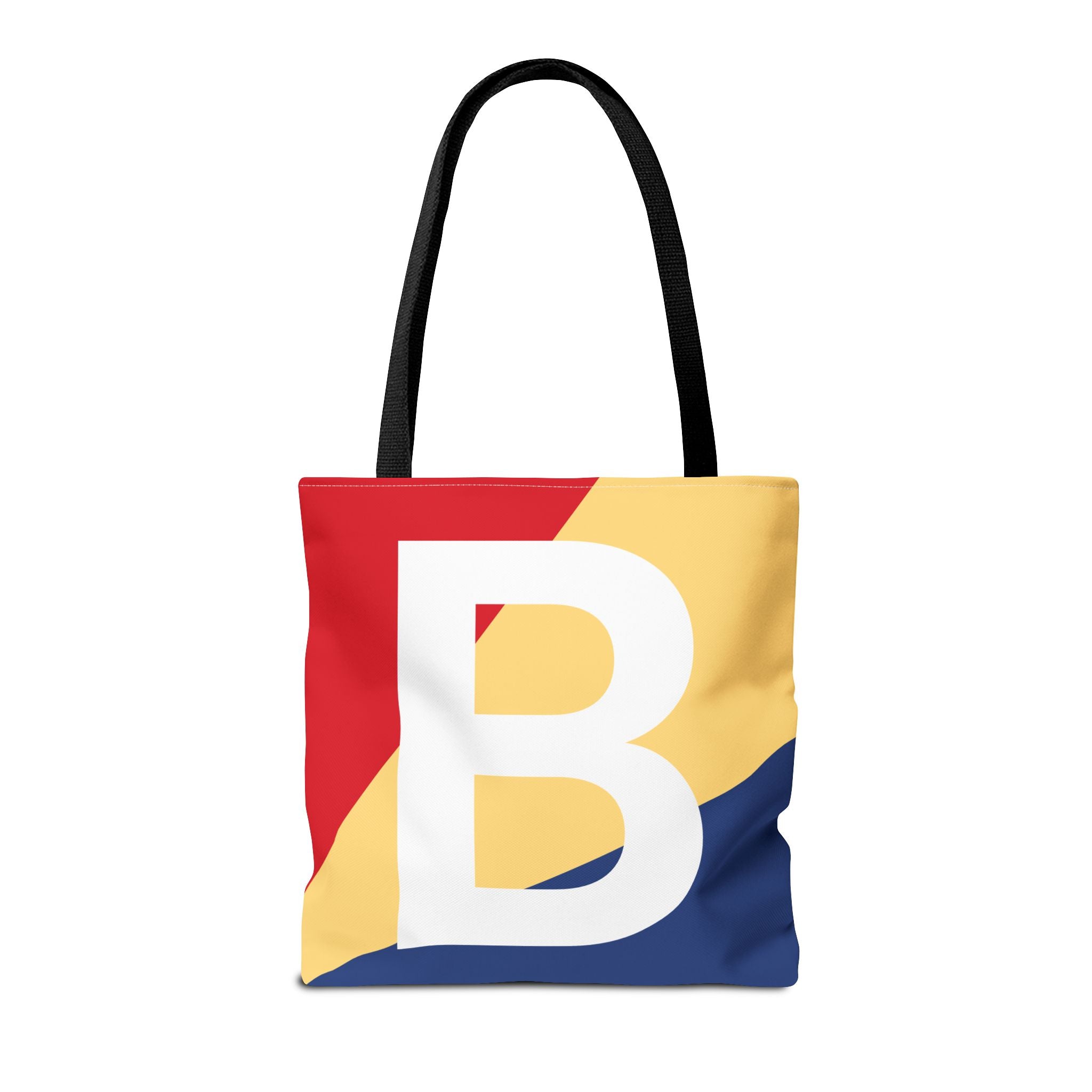 Monogram 'B' Colorblock Tote Bag — Personalized Initial B Shoulder Tote