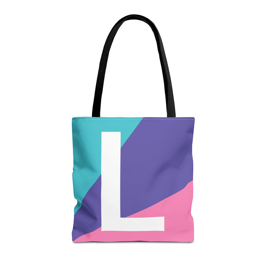 Monogram 'L' Colorblock Tote Bag — Personalized Initial L Shoulder Tote