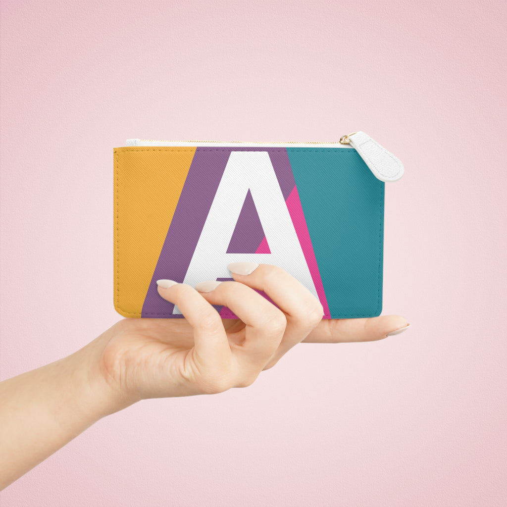 Initial A Mini Clutch — Colorblock Monogram Wristlet Wallet