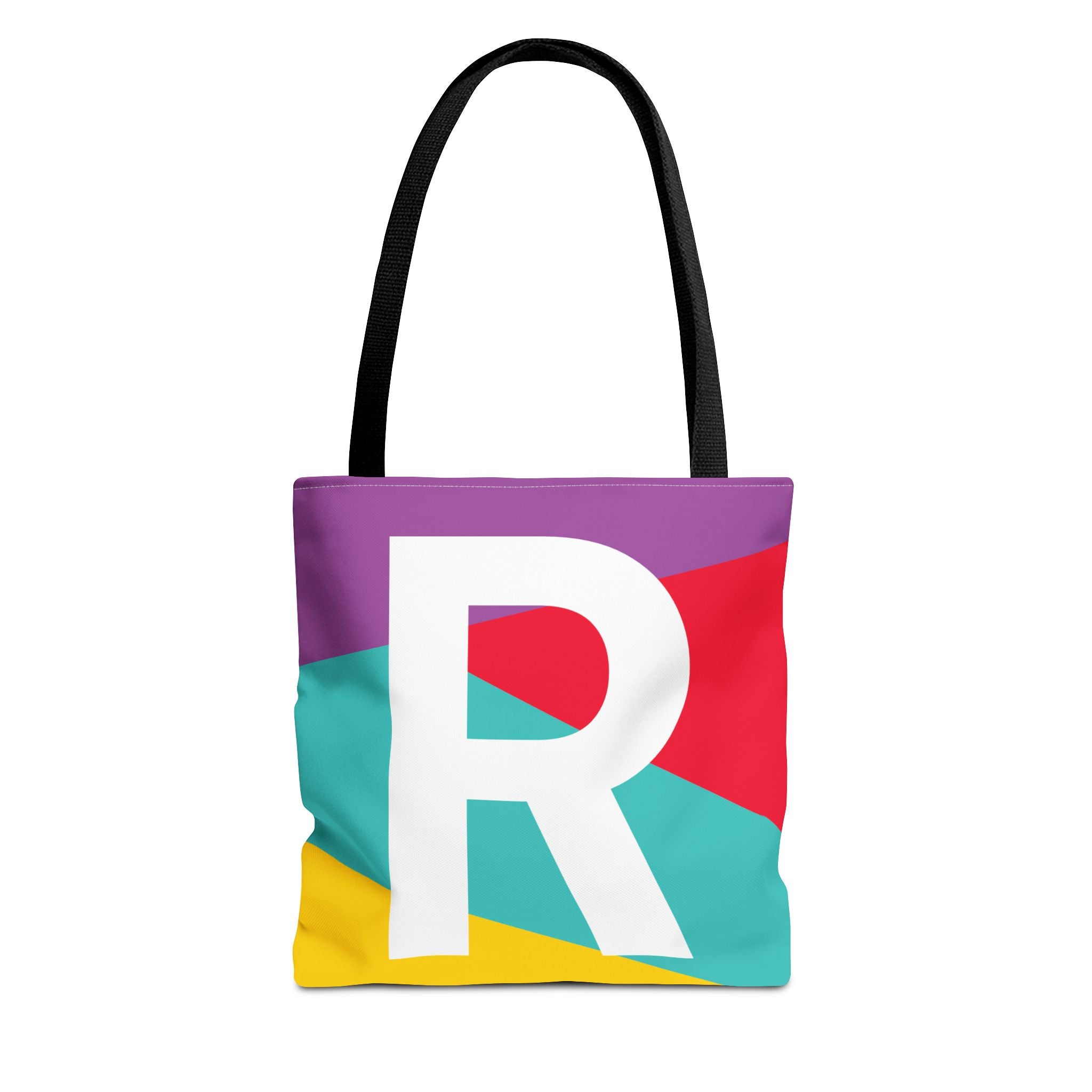 Monogram 'R' Colorblock Tote Bag — Personalized Initial R Shoulder Tote