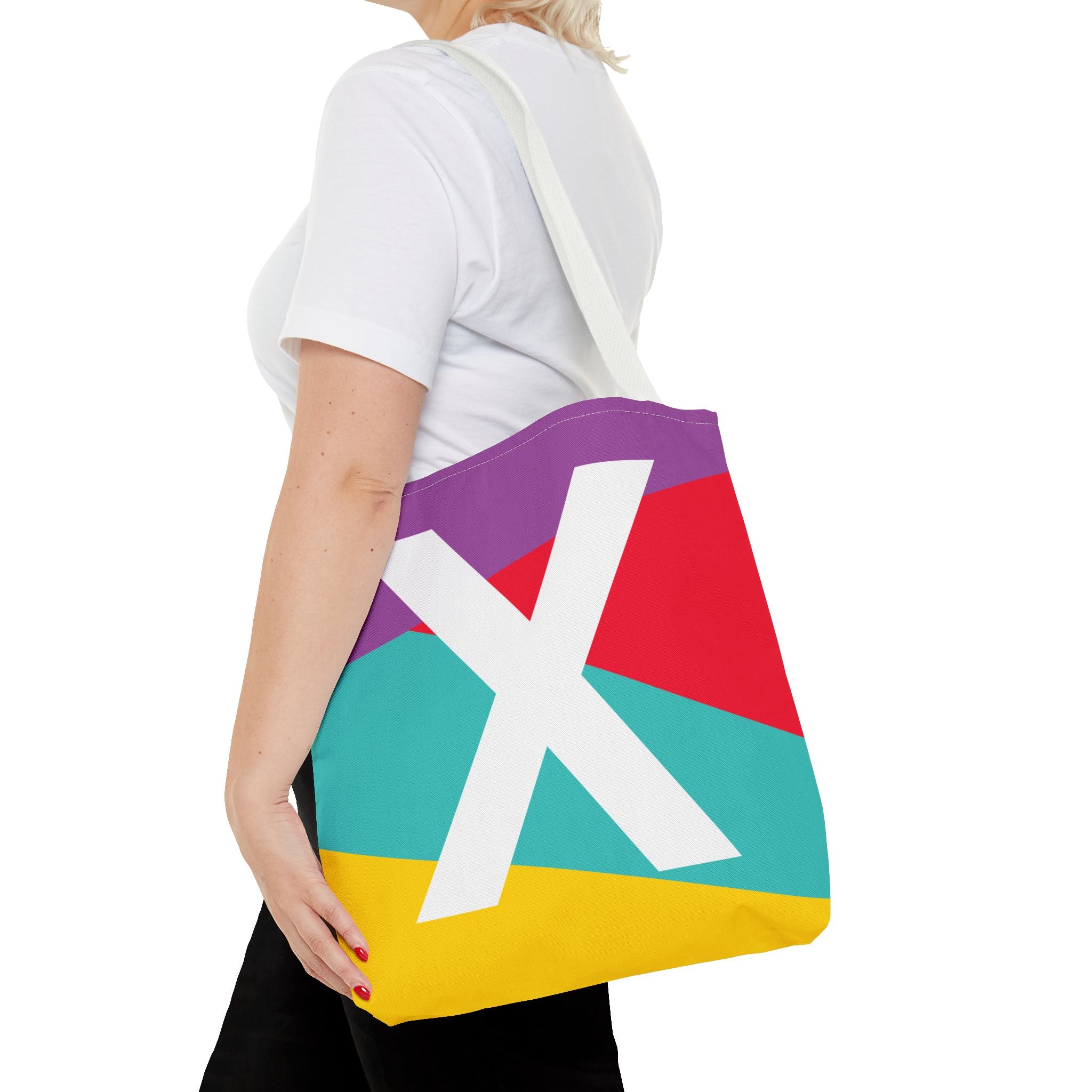 Monogram 'X' Colorblock Tote Bag — Personalized Initial X Shoulder Tote