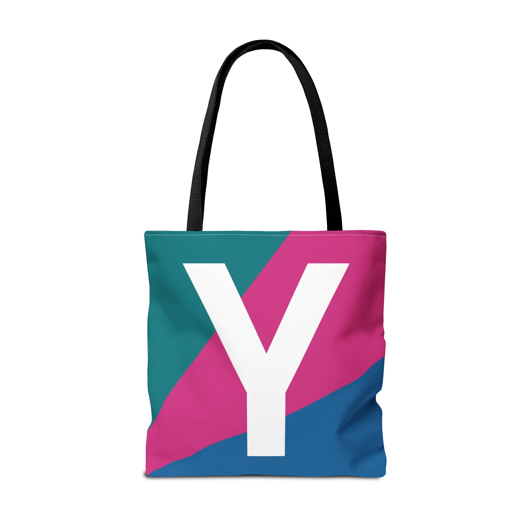 Monogram 'Y' Colorblock Tote Bag — Personalized Initial Y Shoulder Tote