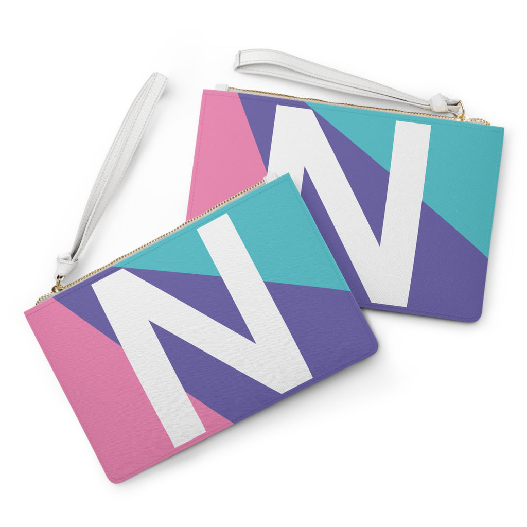 Monogram 'N' Colorblock Clutch Bag — Bold Geometric Wristlet for Everyday & Gifts