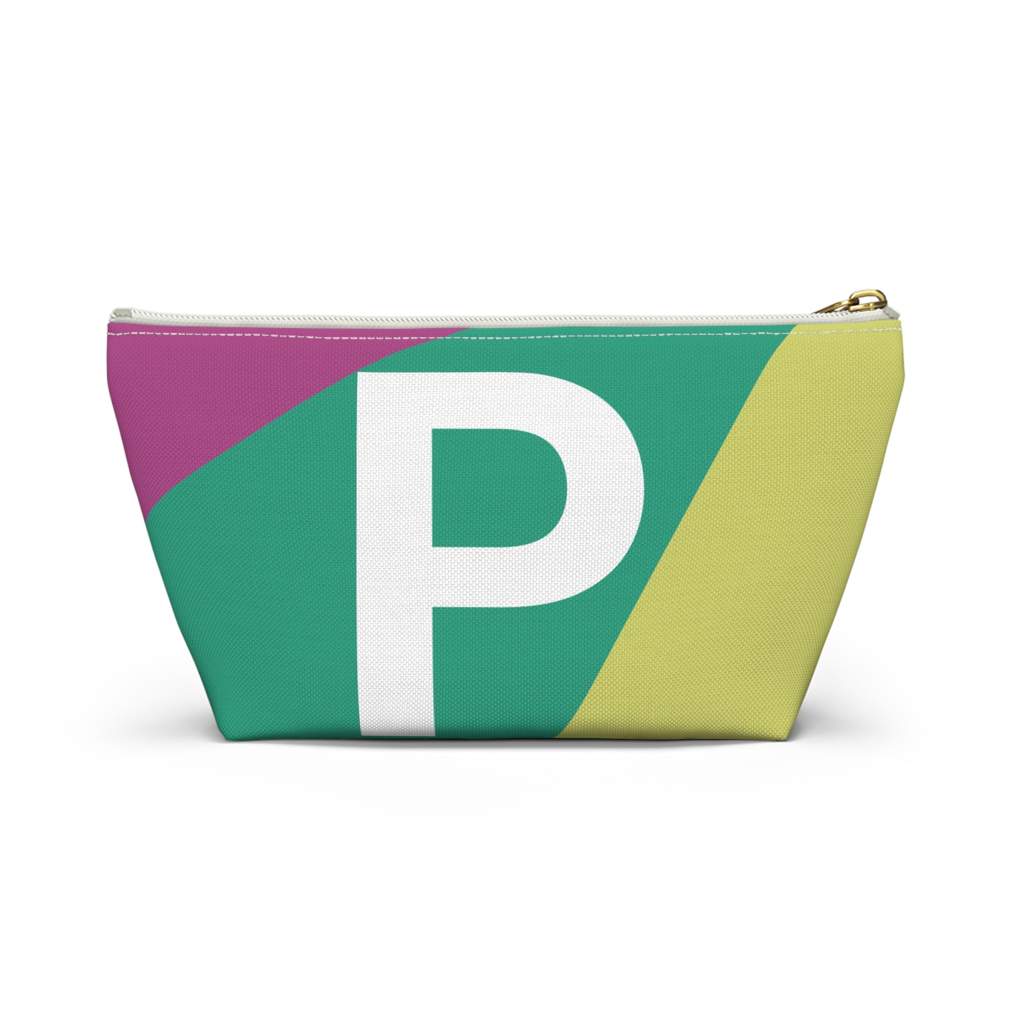 Initials Colorblock Accessory Pouch — Monogram P T-Bottom Cosmetic Bag