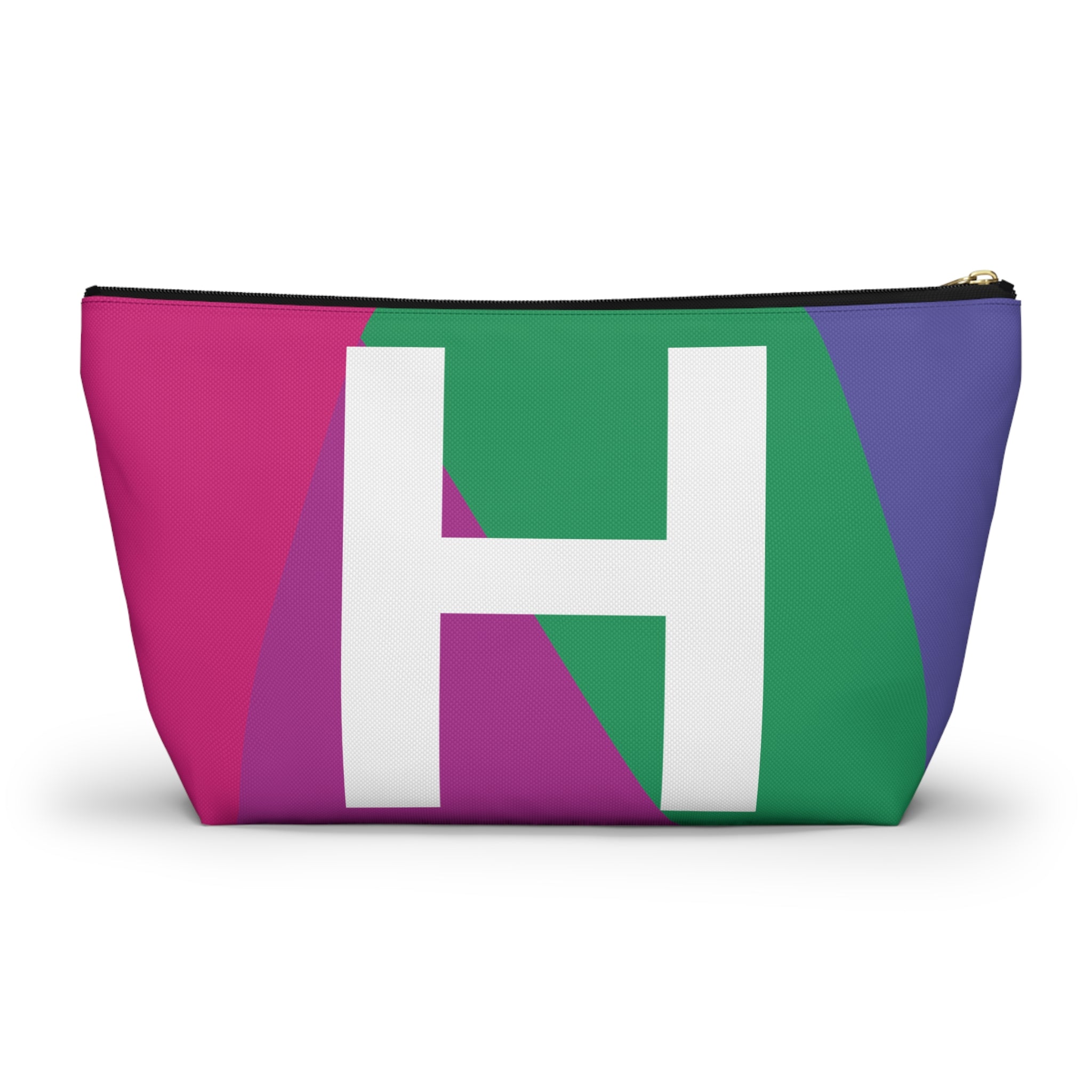 Initials Colorblock Accessory Pouch — Monogram H T-Bottom Cosmetic Bag