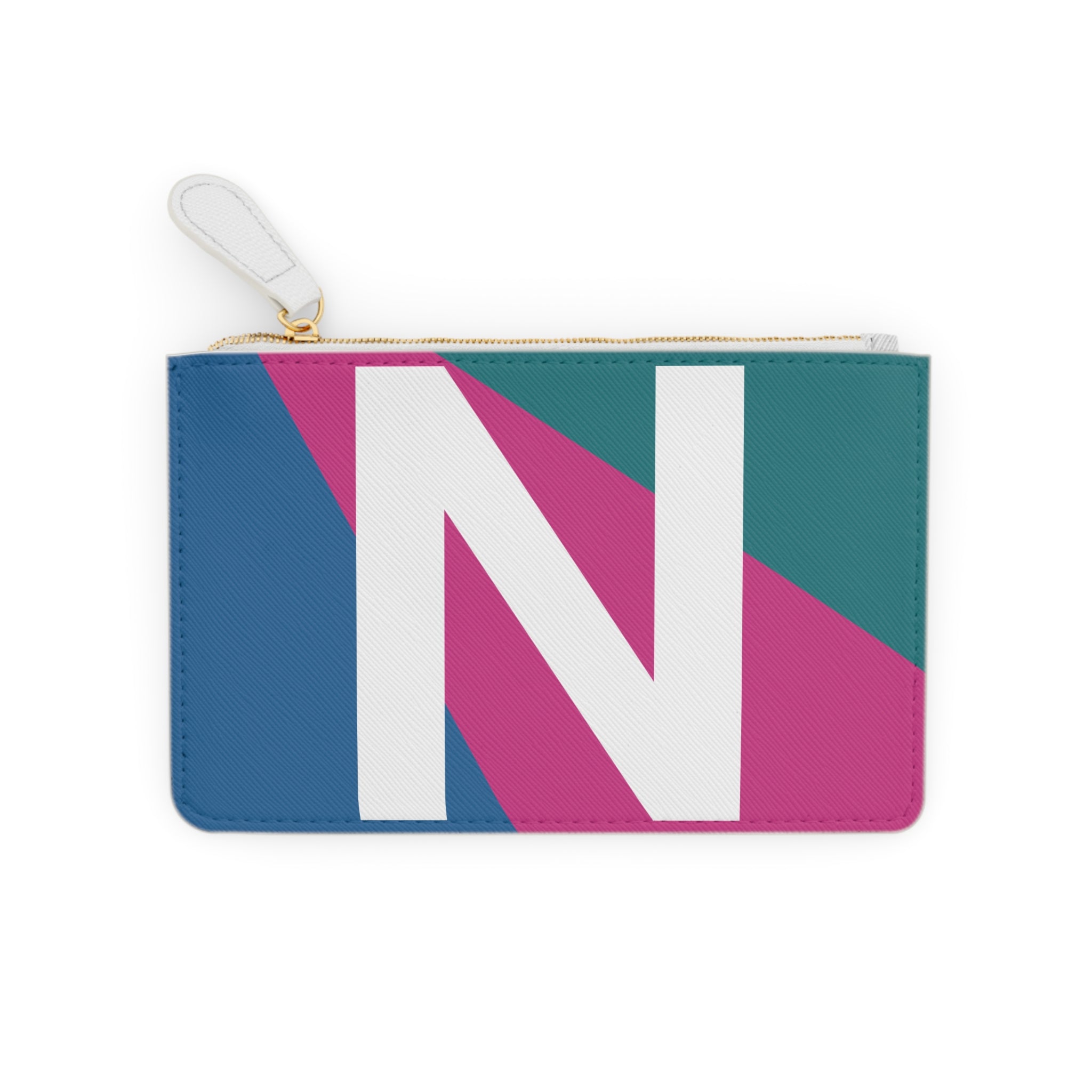 Initial N Mini Clutch — Colorblock Monogram Wristlet Wallet